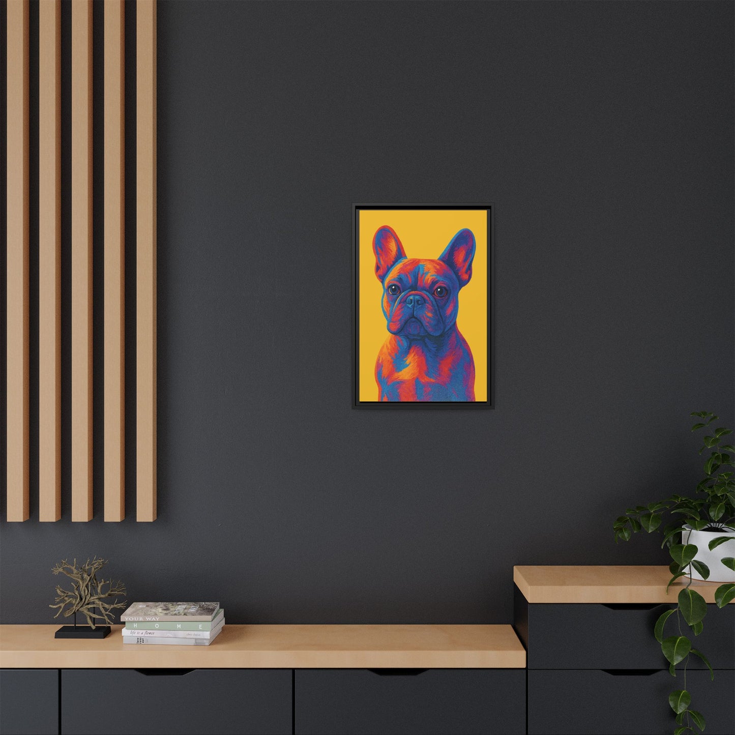 Matte Canvas, Framed (Multi-color) - The Pup Factory - Yellow Frenchie