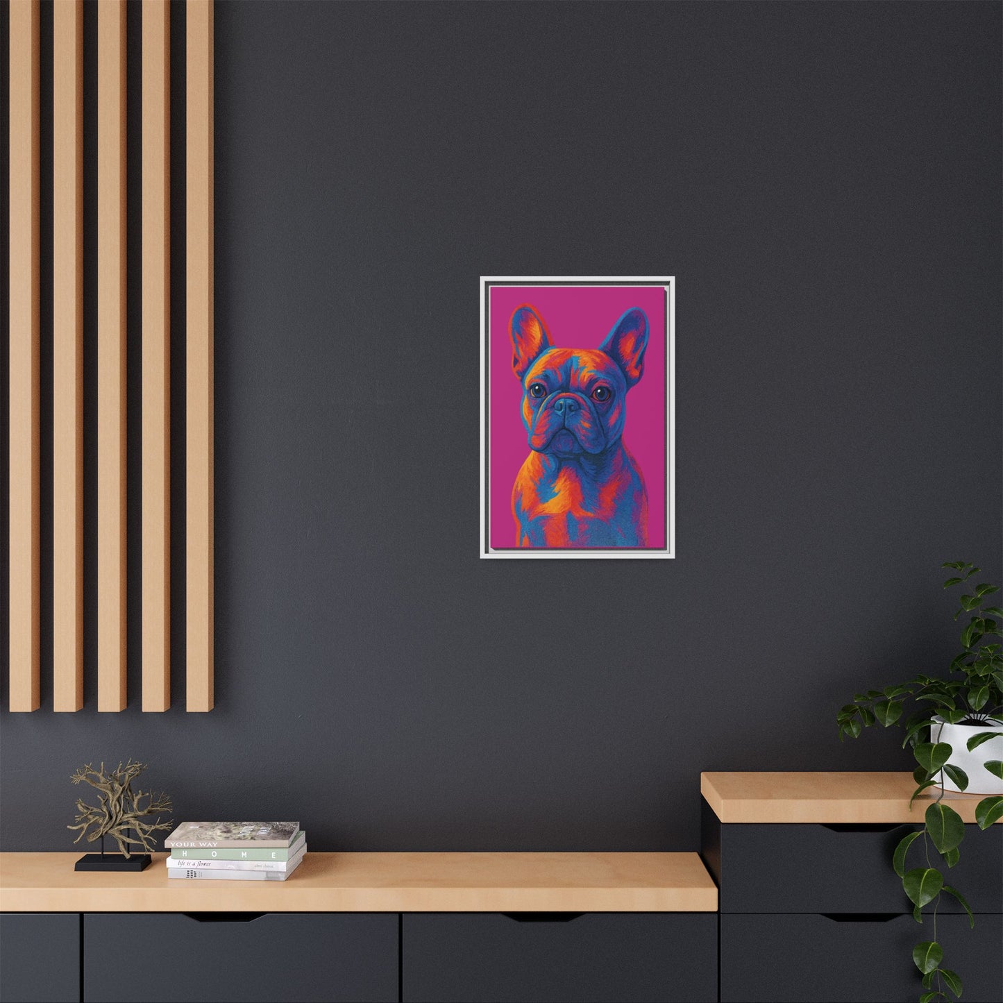 Matte Canvas, Framed (Multi-color) - The Pup Factory - Pink Frenchie