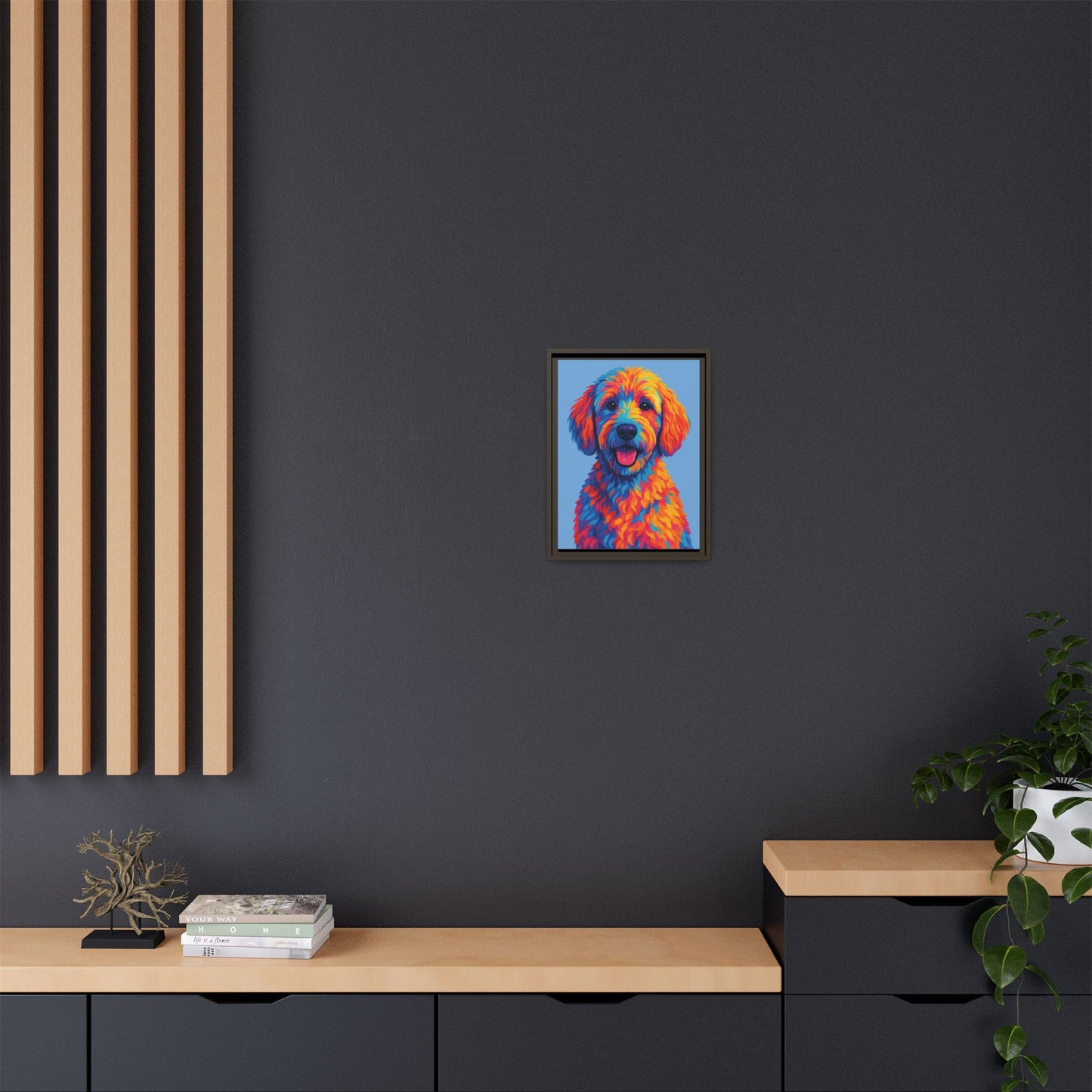 Matte Canvas, Framed (Multi-color) - The Pup Factory - Carolina Blue Goldendoodle