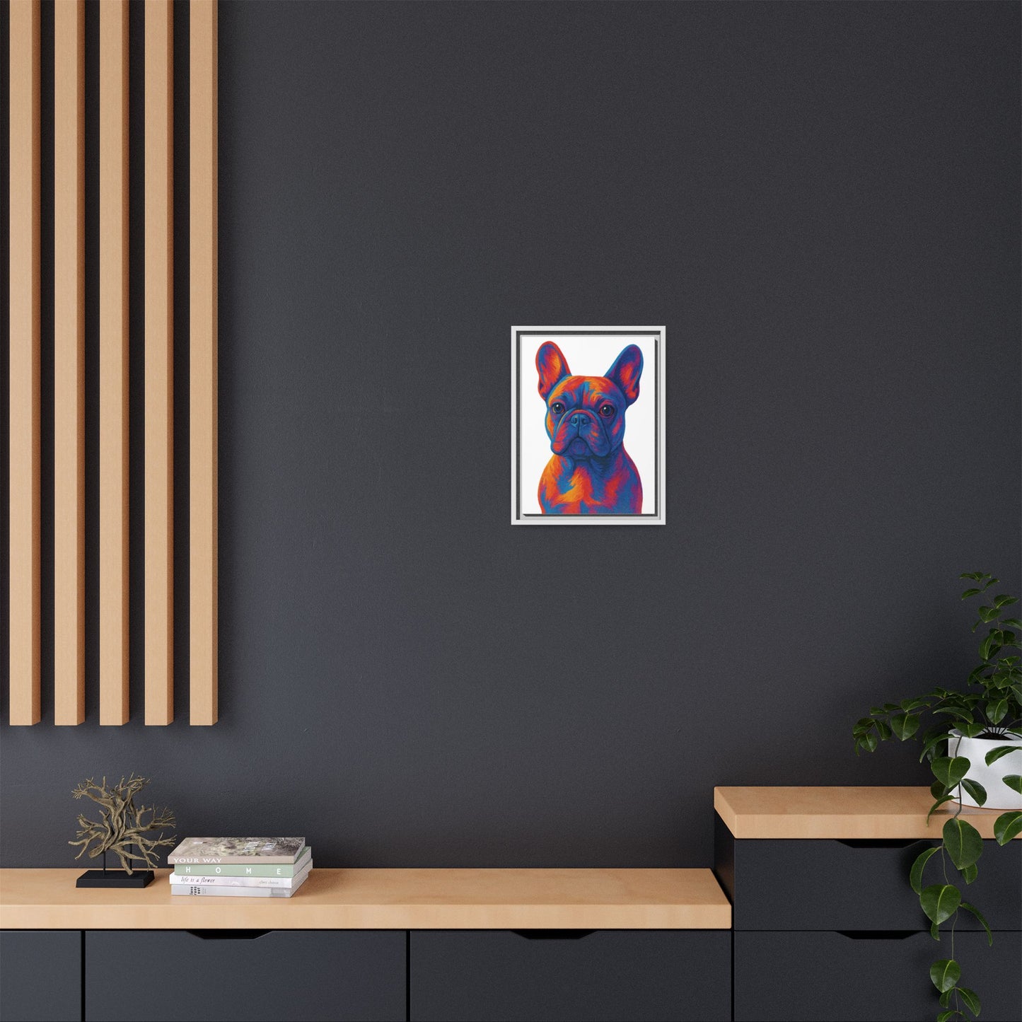 Matte Canvas, Framed (Multi-color) - The Pup Factory - White Frenchie