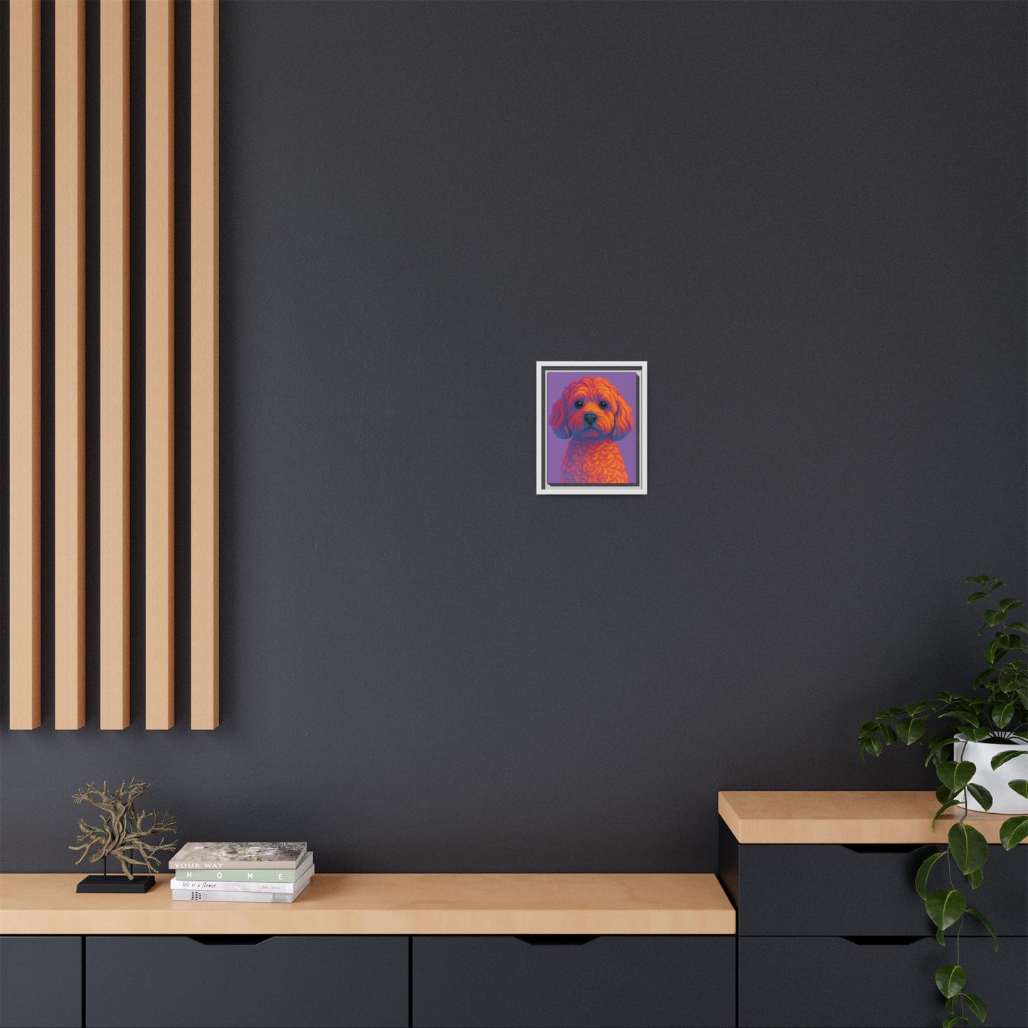 Matte Canvas, Framed (Multi-color) - The Pup Factory - Purple Cavapoo