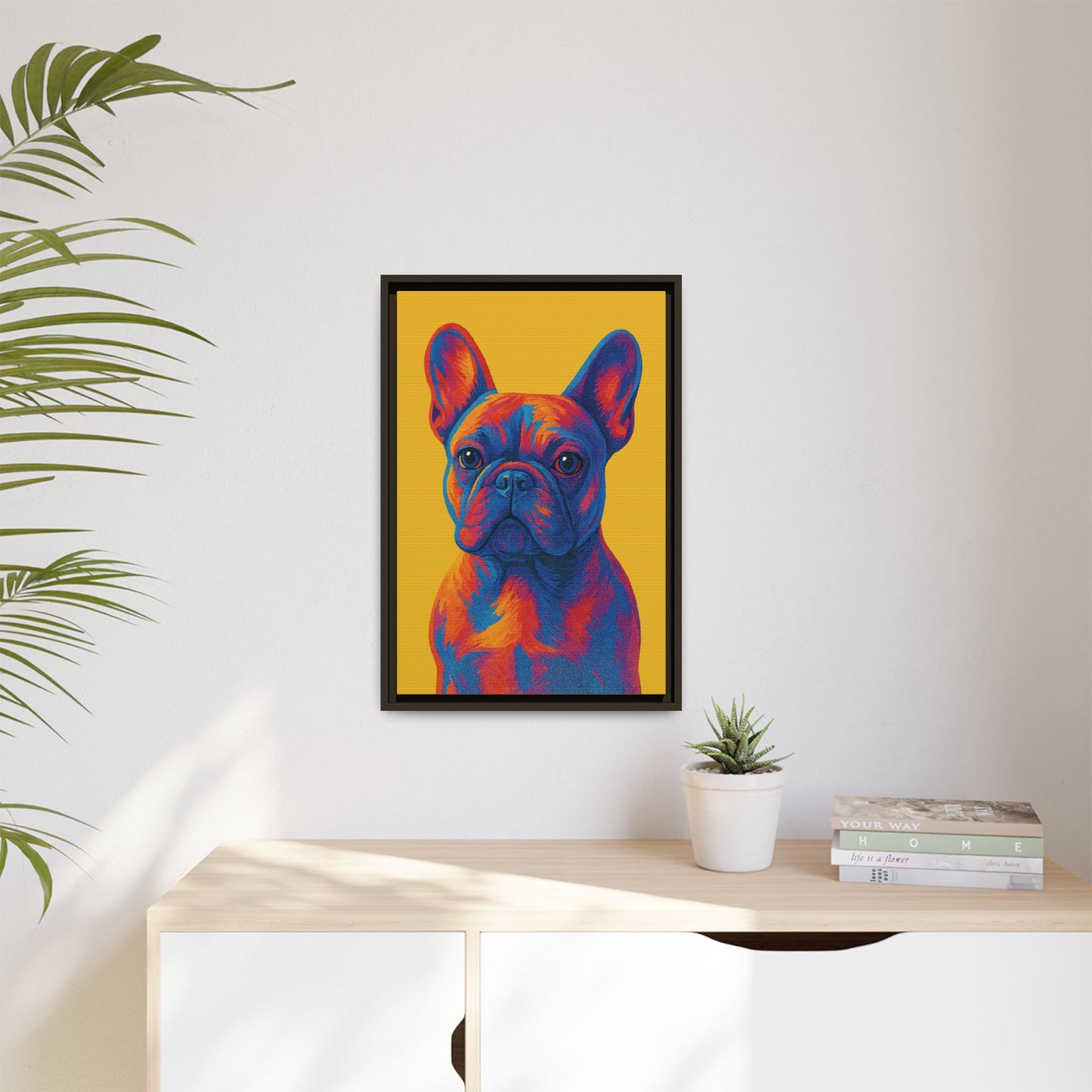 Matte Canvas, Framed (Multi-color) - The Pup Factory - Yellow Frenchie