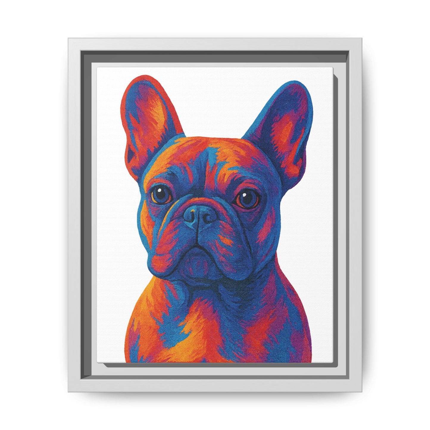 Matte Canvas, Framed (Multi-color) - The Pup Factory - White Frenchie