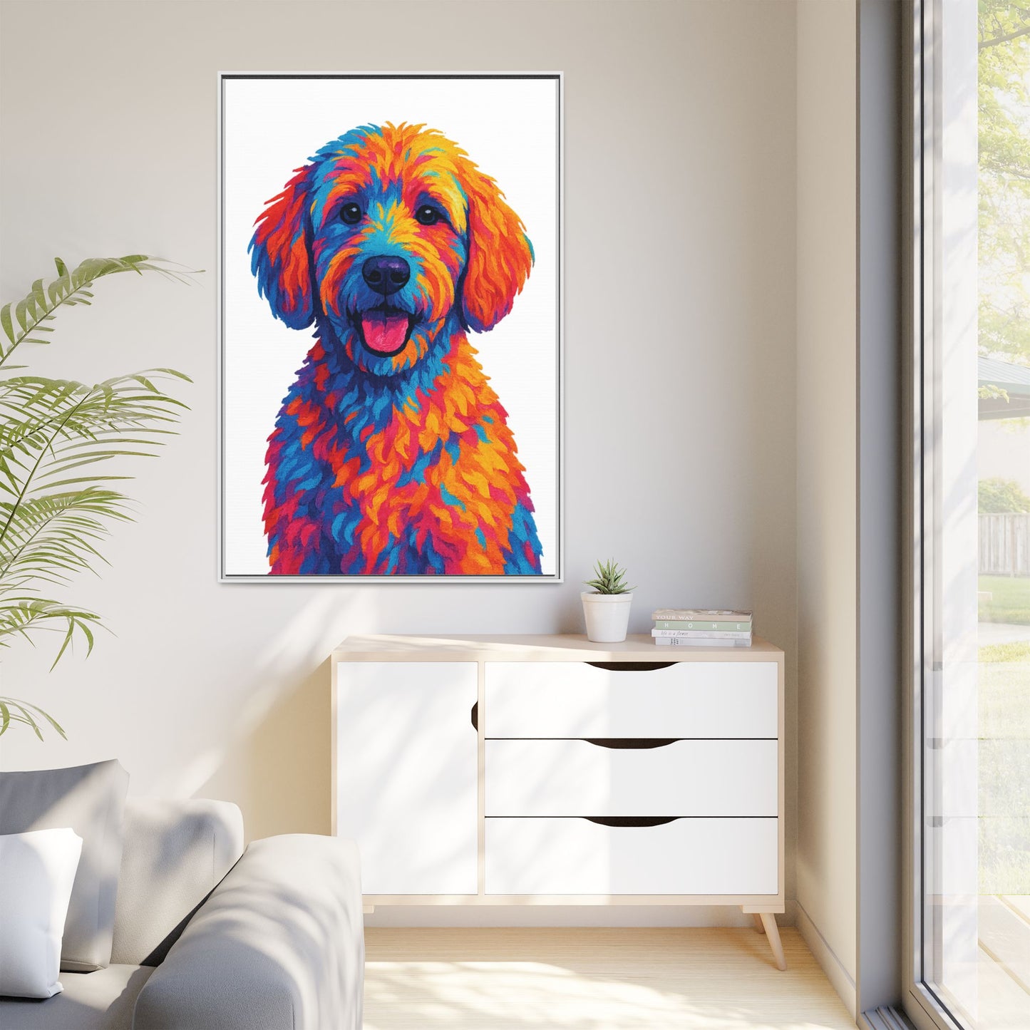 Matte Canvas, Framed (Multi-color) - The Pup Factory - White Goldendoodle