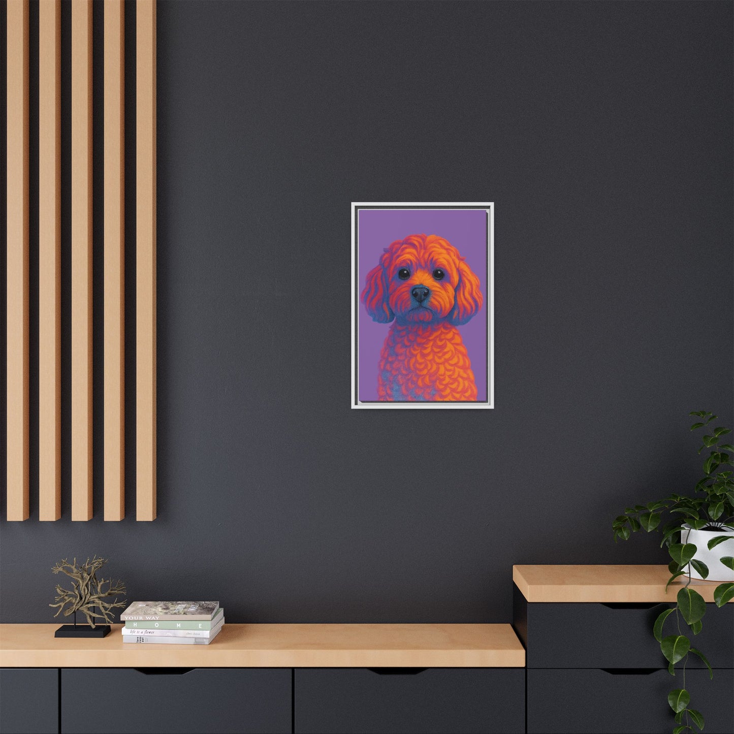 Matte Canvas, Framed (Multi-color) - The Pup Factory - Purple Cavapoo