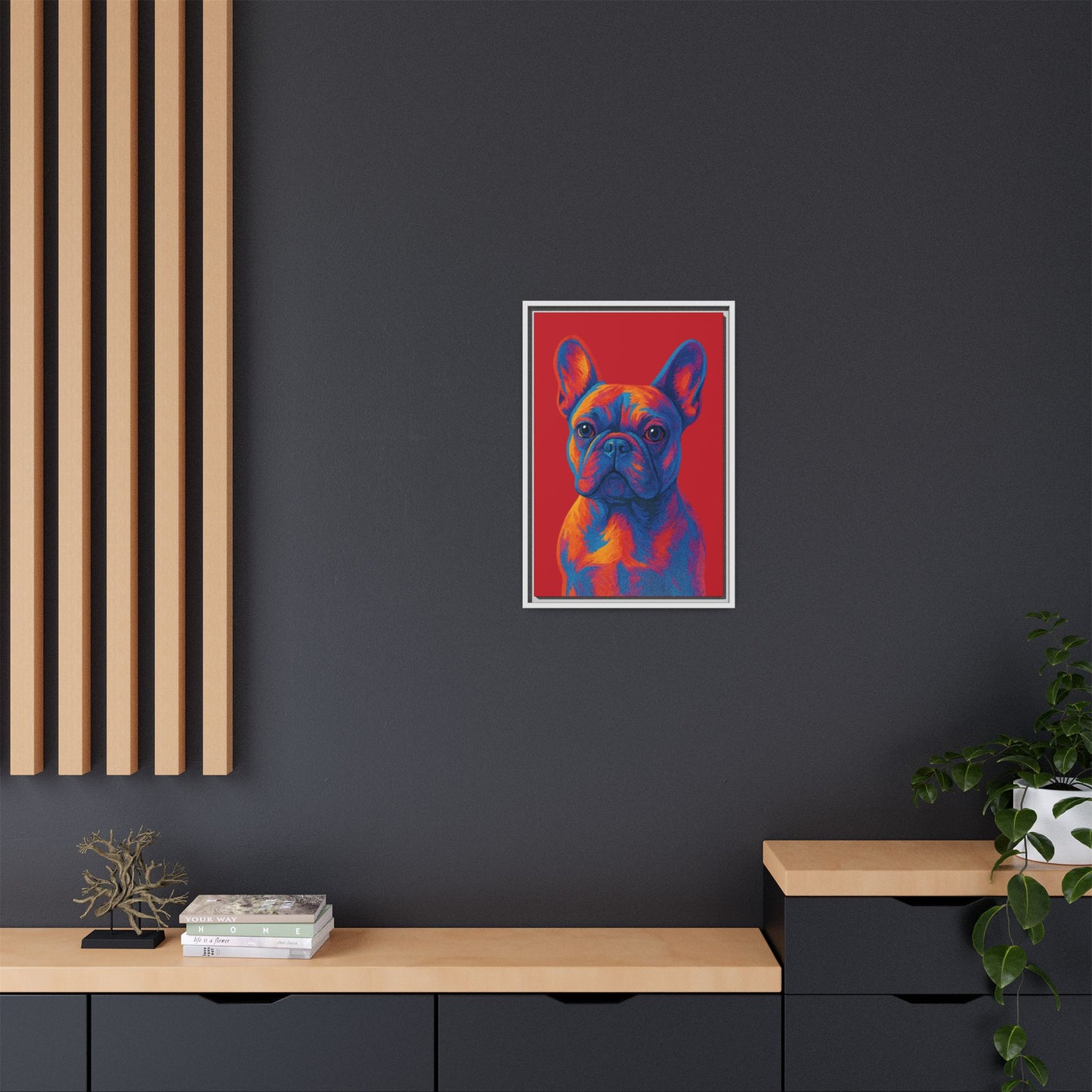Matte Canvas, Framed (Multi-color) - The Pup Factory - Red Frenchie