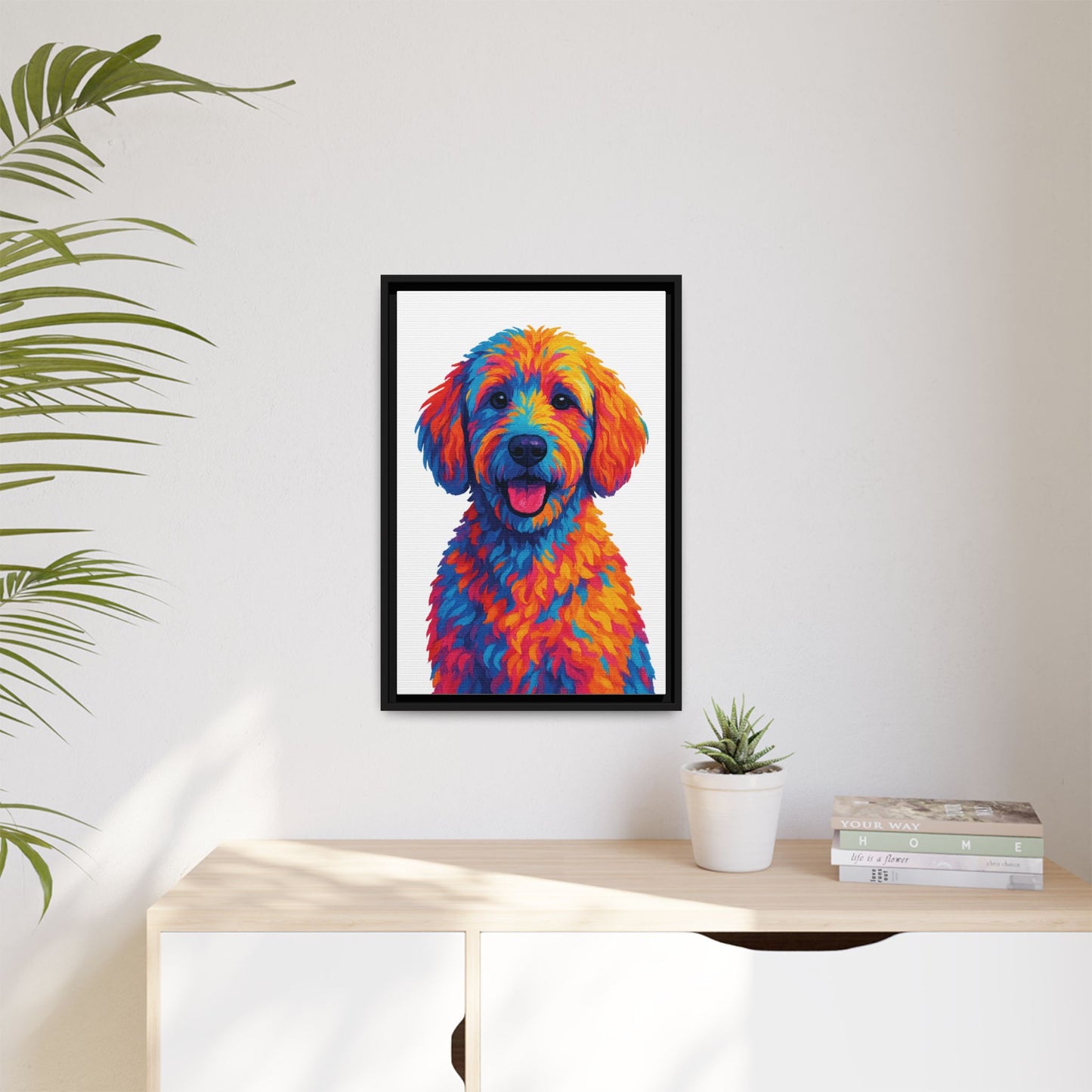 Matte Canvas, Framed (Multi-color) - The Pup Factory - White Goldendoodle