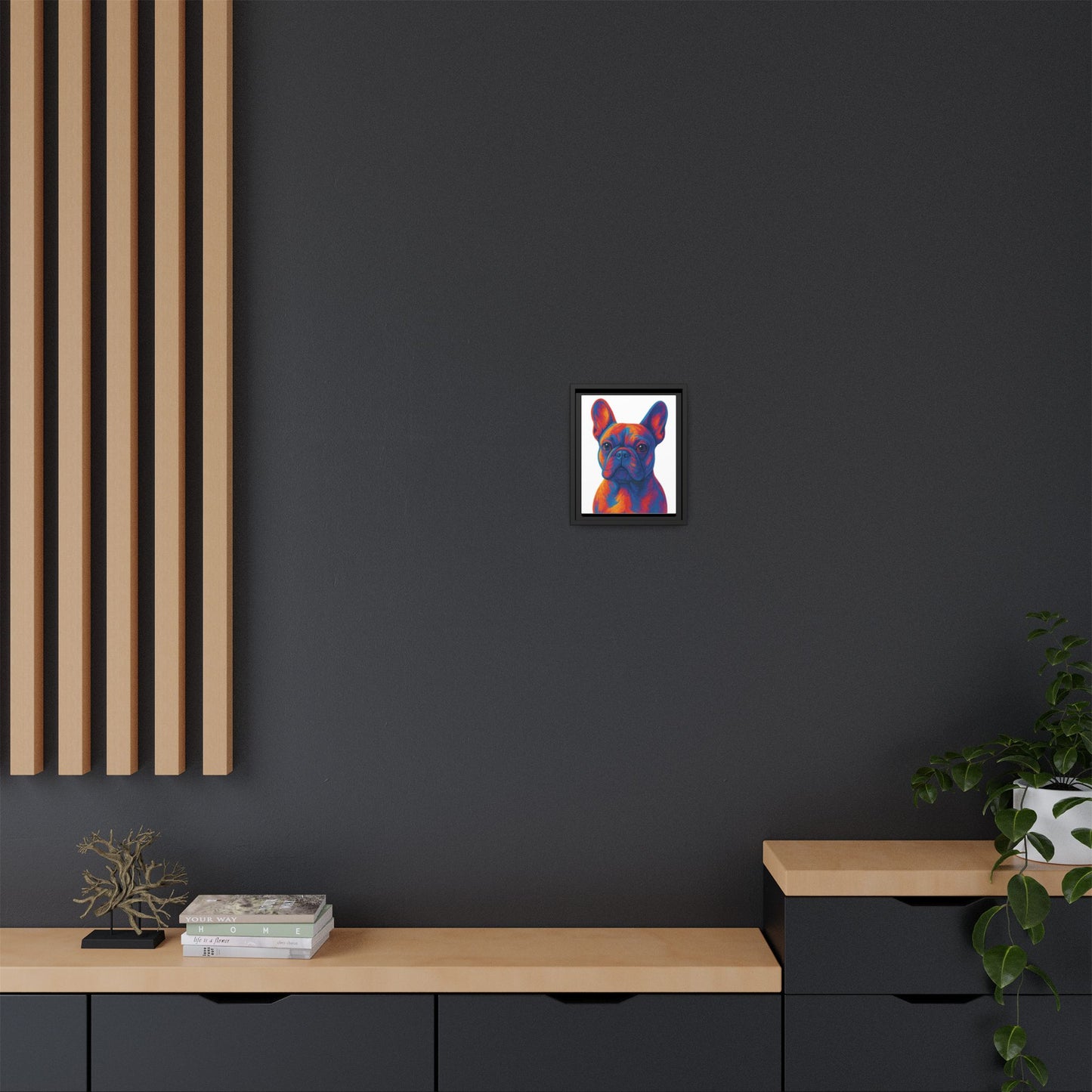 Matte Canvas, Framed (Multi-color) - The Pup Factory - White Frenchie