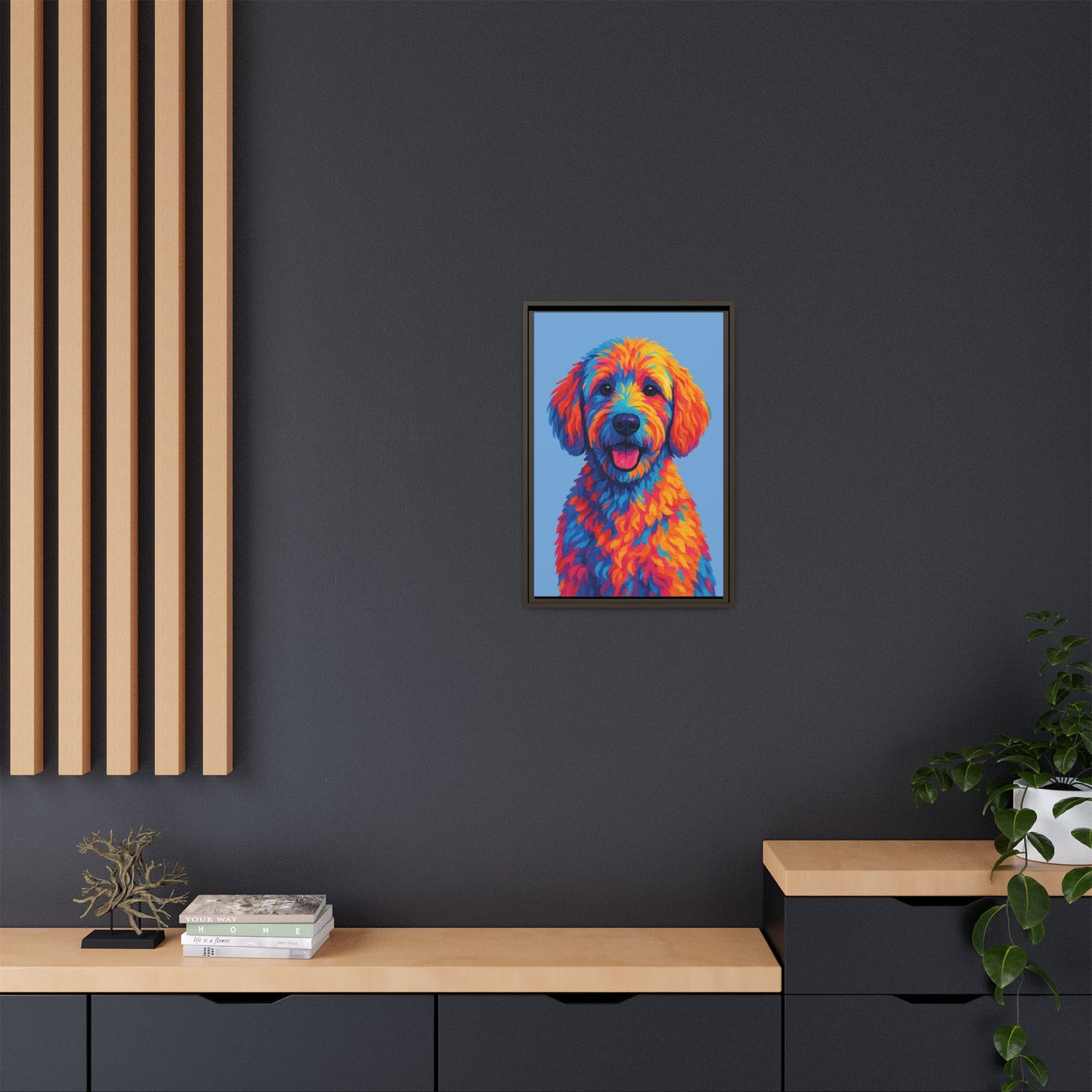 Matte Canvas, Framed (Multi-color) - The Pup Factory - Carolina Blue Goldendoodle