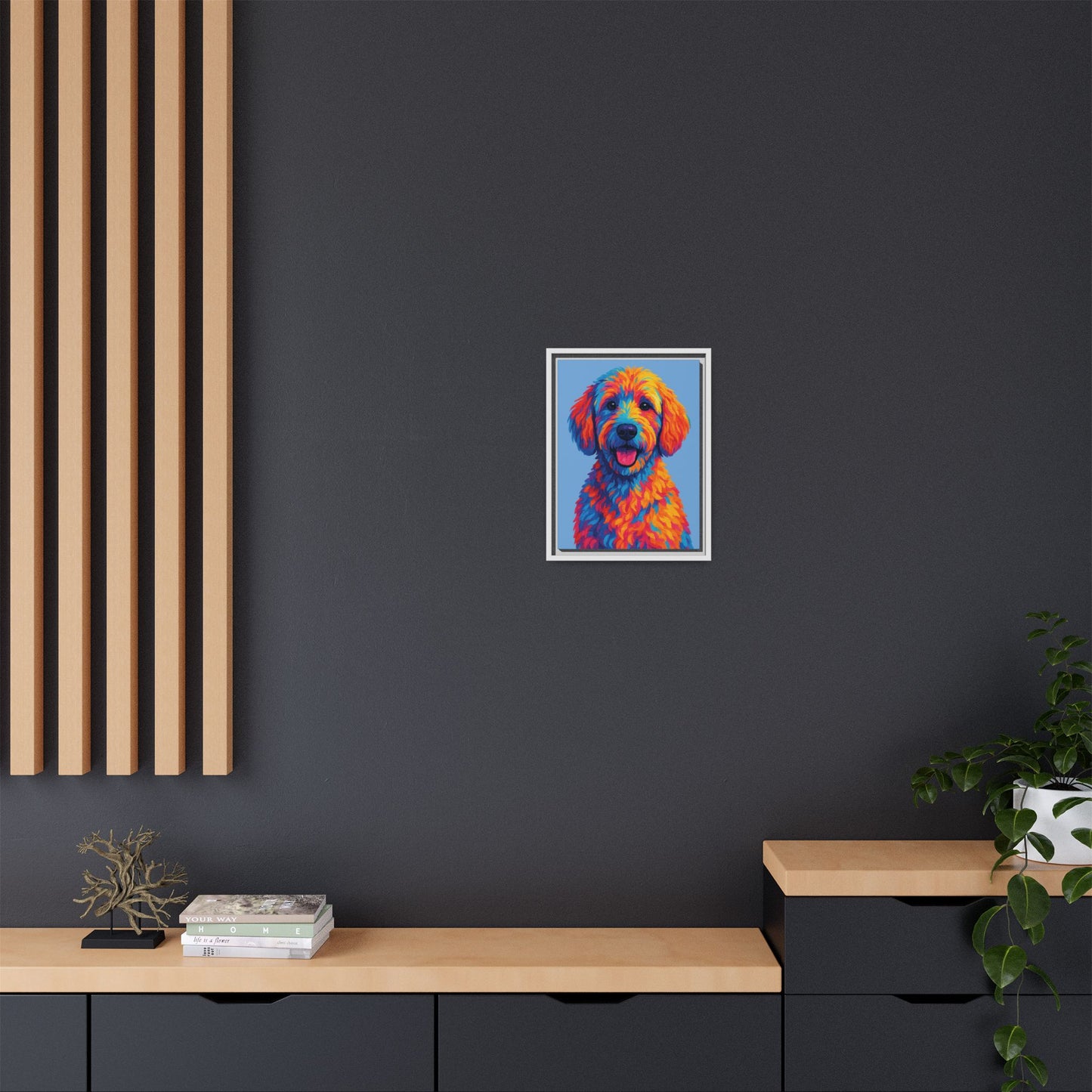 Matte Canvas, Framed (Multi-color) - The Pup Factory - Carolina Blue Goldendoodle