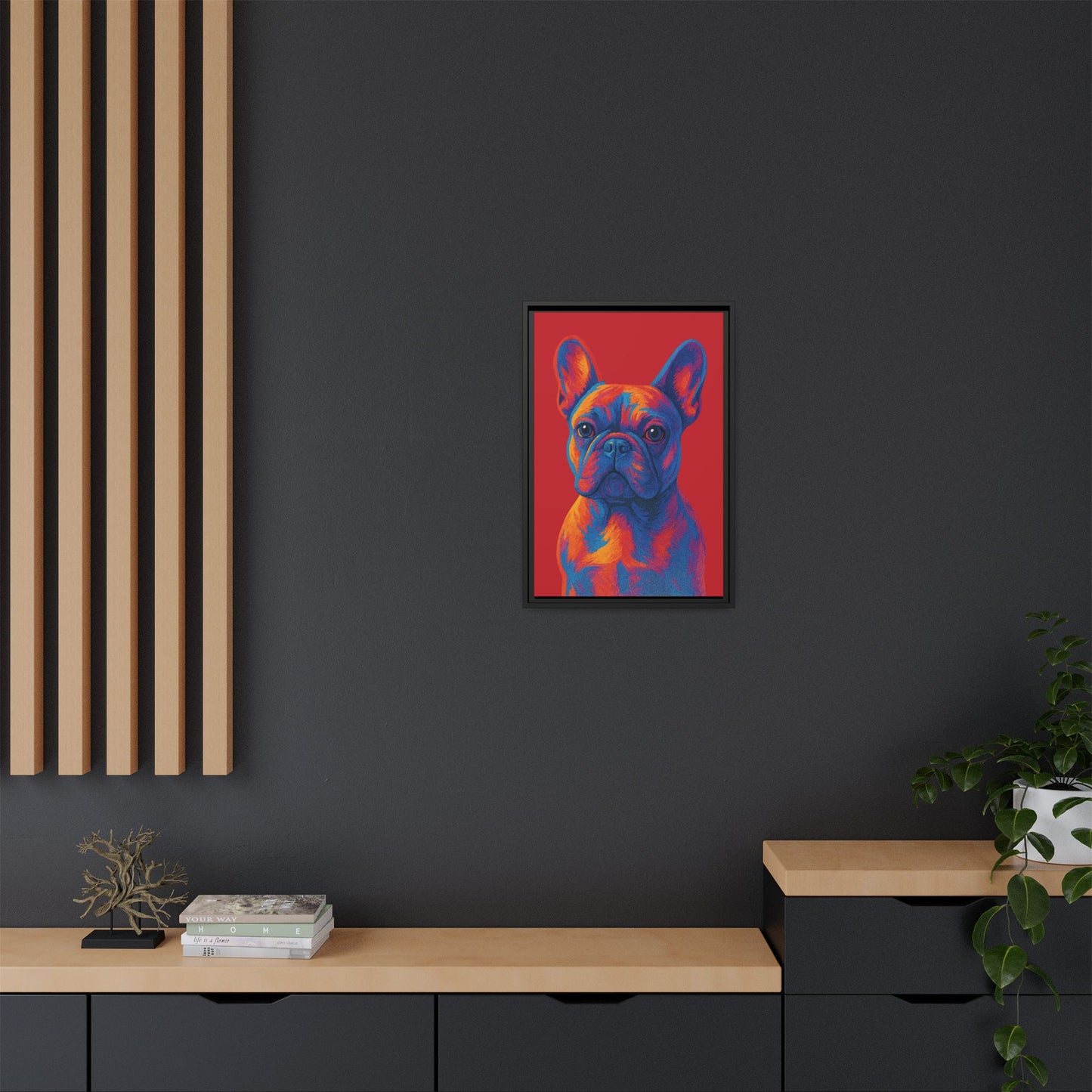Matte Canvas, Framed (Multi-color) - The Pup Factory - Red Frenchie