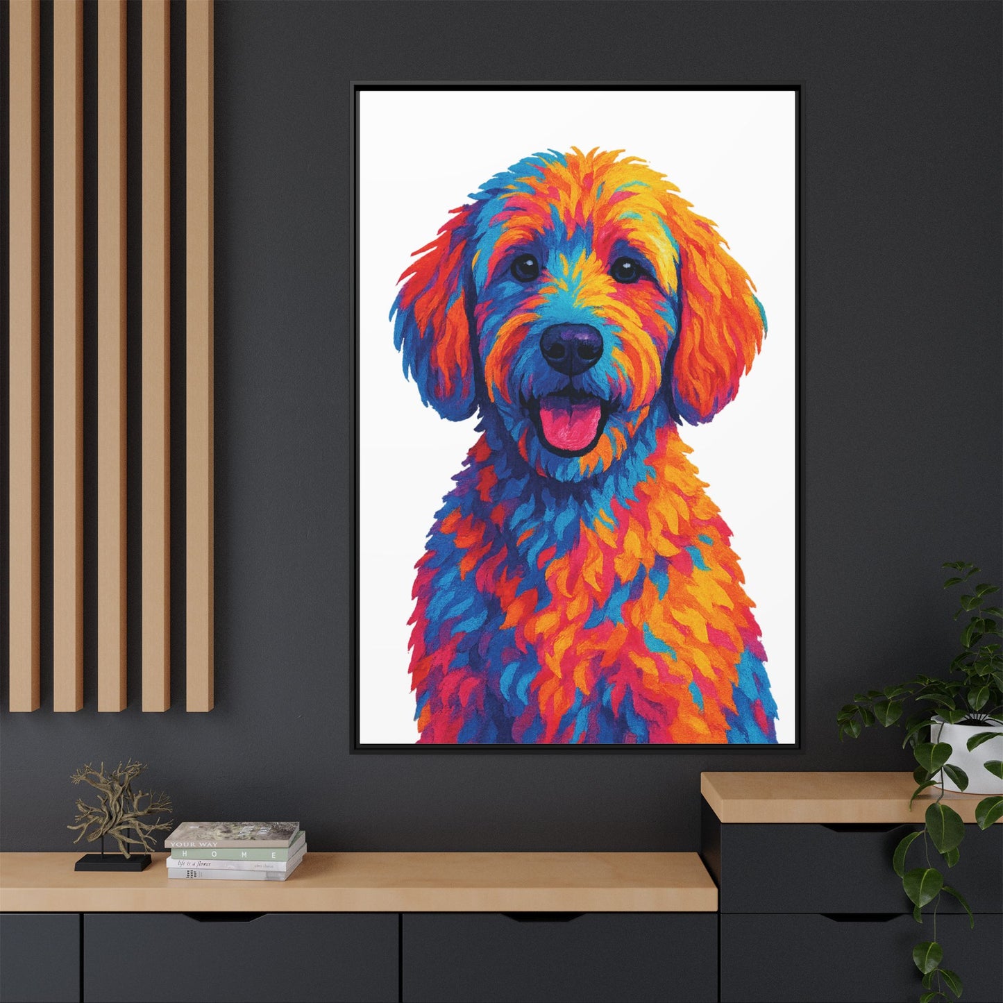 Matte Canvas, Framed (Multi-color) - The Pup Factory - White Goldendoodle