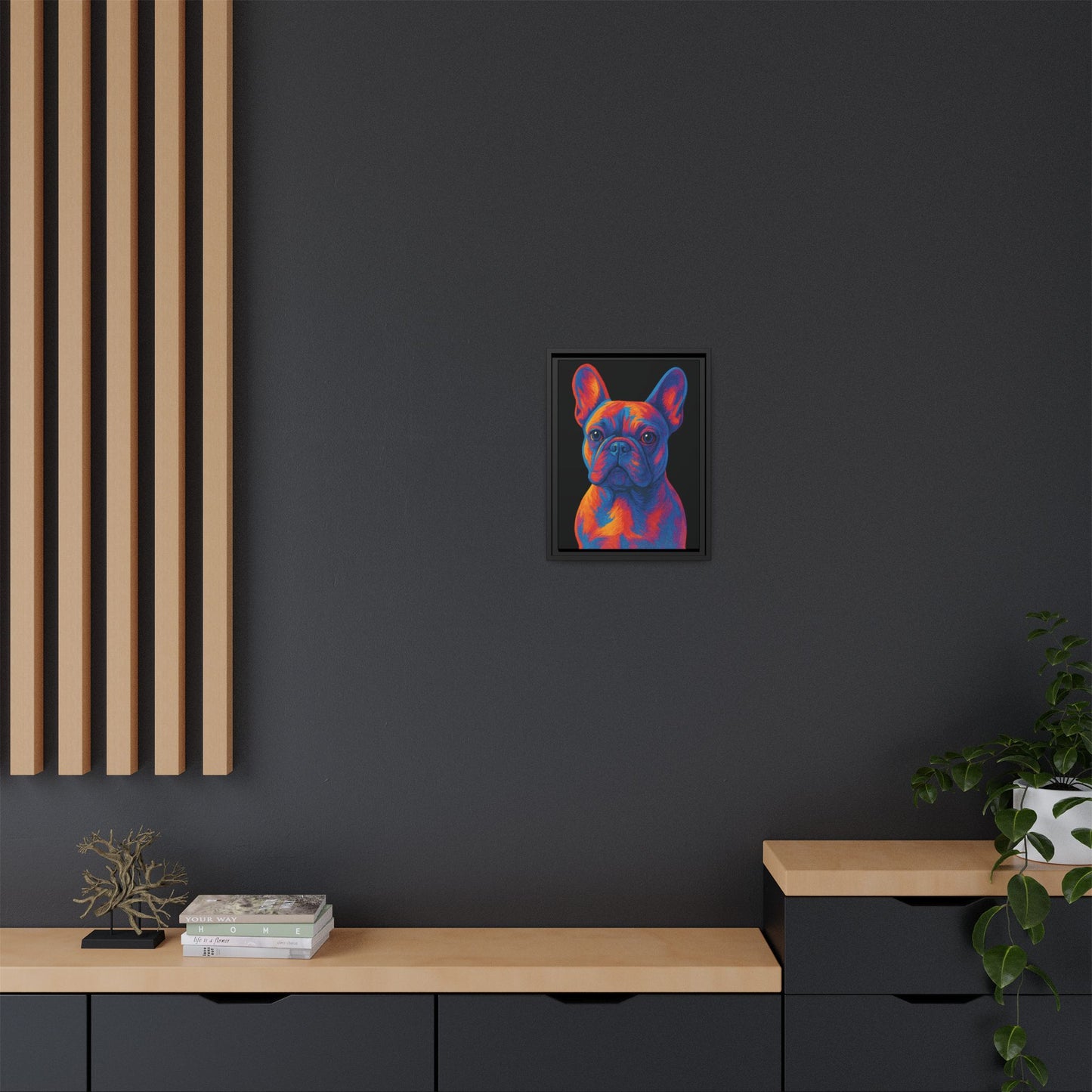 Matte Canvas, Framed (Multi-color) - The Pup Factory - Black Frenchie
