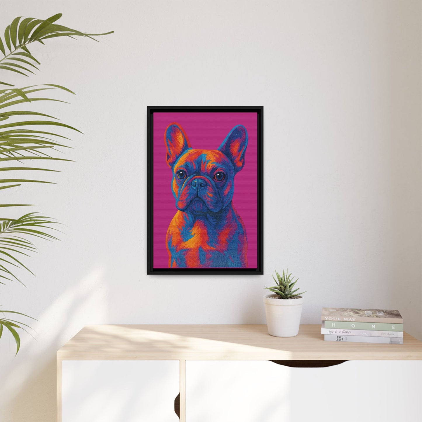 Matte Canvas, Framed (Multi-color) - The Pup Factory - Pink Frenchie