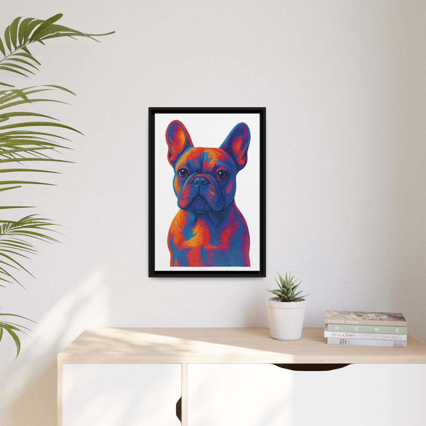 Matte Canvas, Framed (Multi-color) - The Pup Factory - White Frenchie