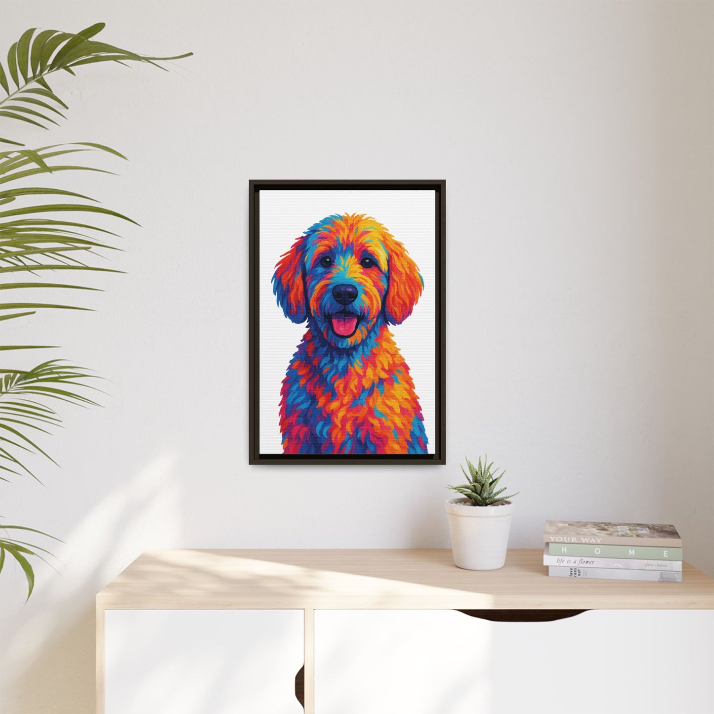 Matte Canvas, Framed (Multi-color) - The Pup Factory - White Goldendoodle