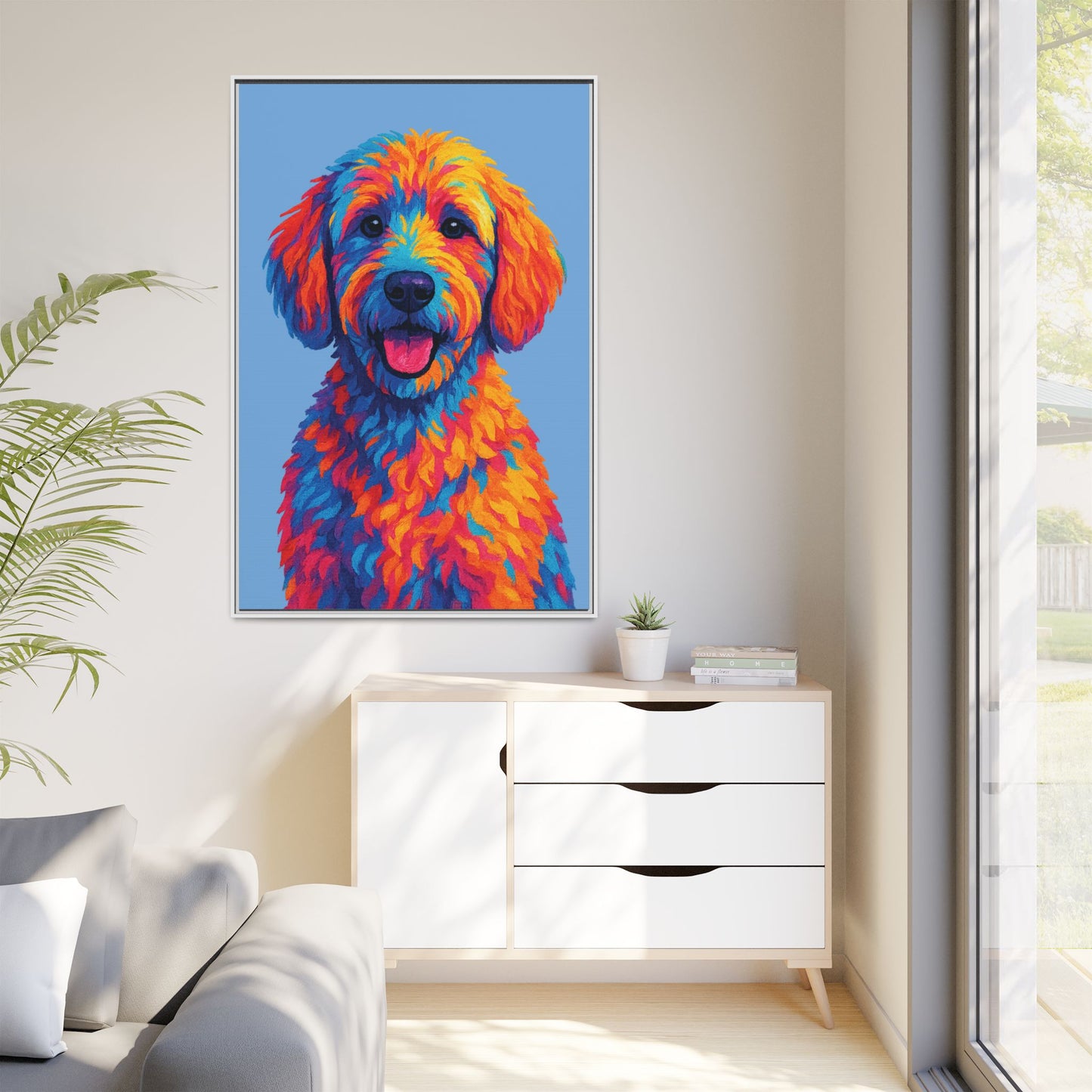Matte Canvas, Framed (Multi-color) - The Pup Factory - Carolina Blue Goldendoodle