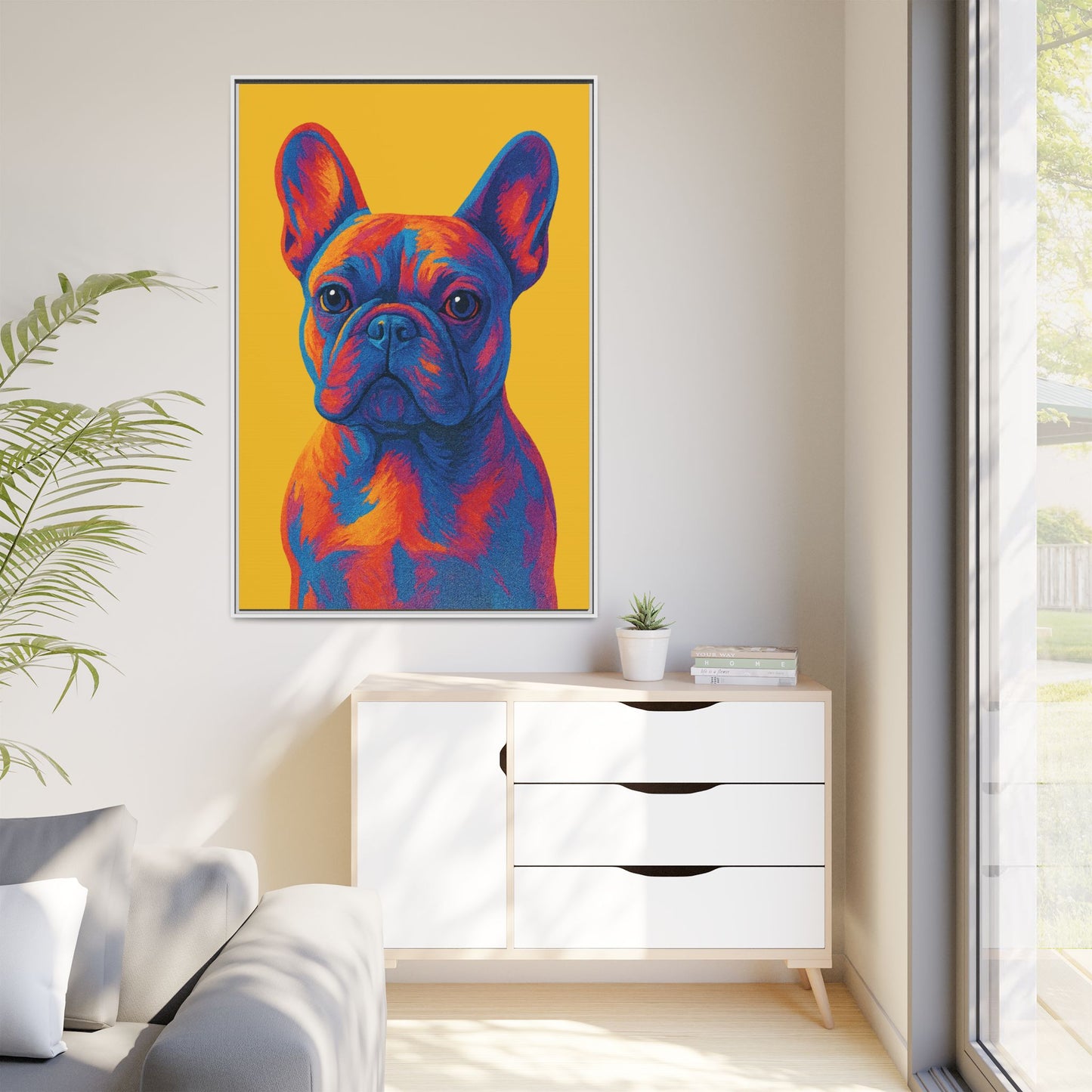 Matte Canvas, Framed (Multi-color) - The Pup Factory - Yellow Frenchie