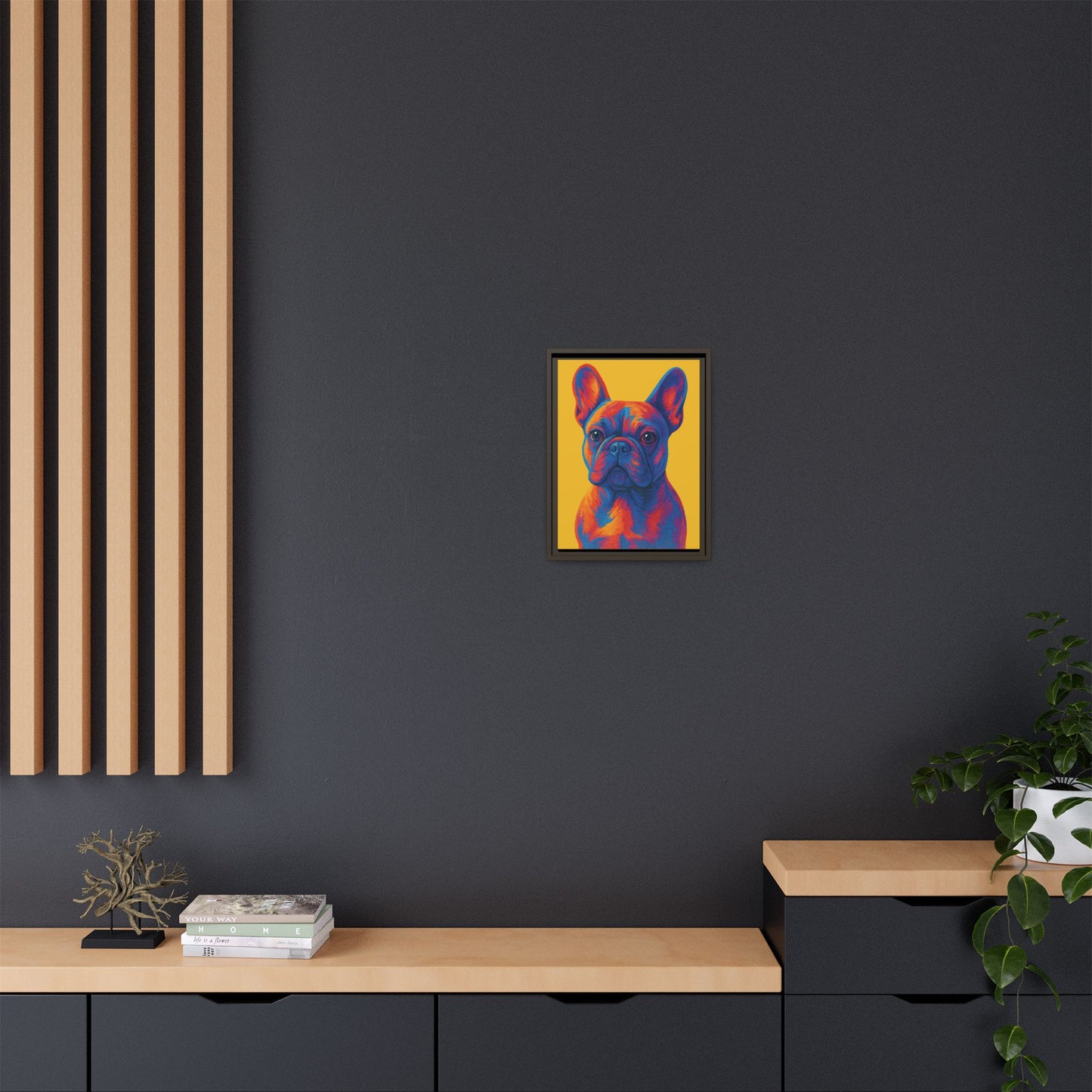 Matte Canvas, Framed (Multi-color) - The Pup Factory - Yellow Frenchie