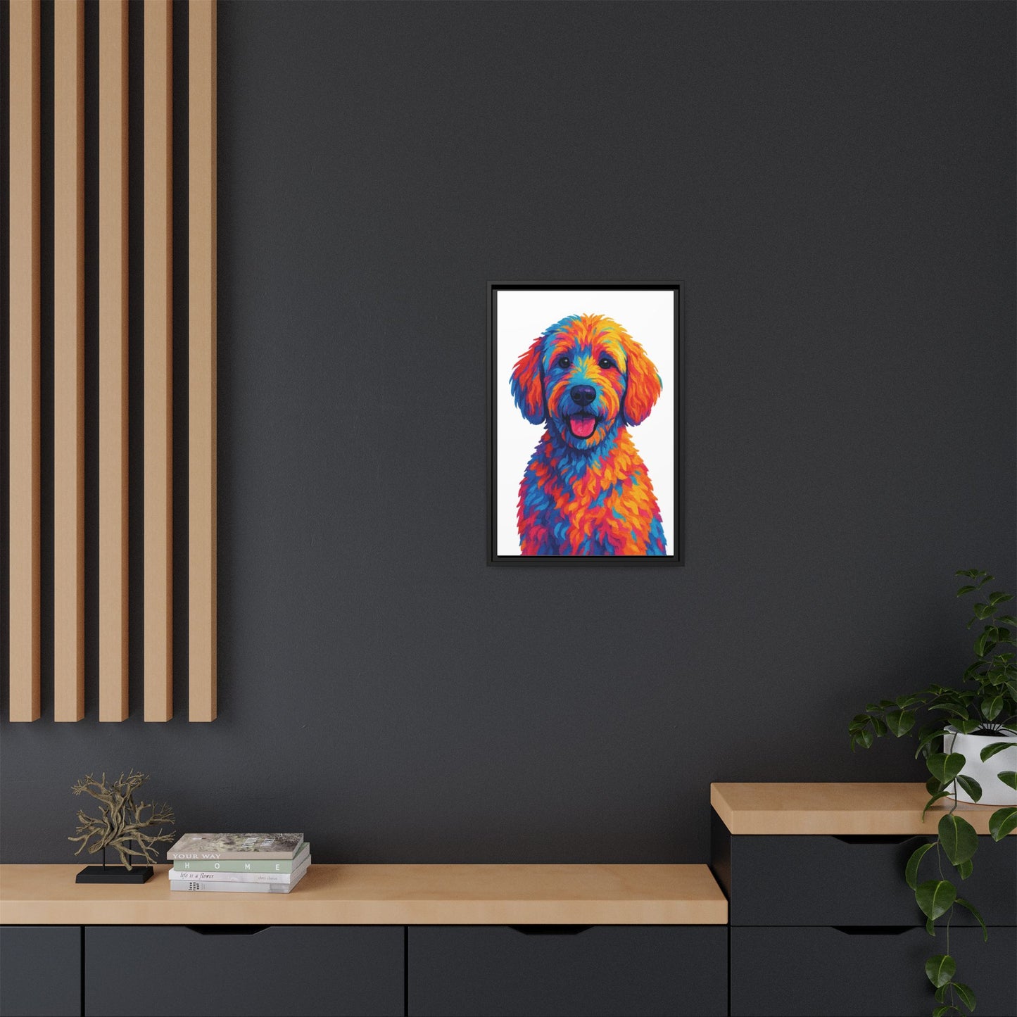 Matte Canvas, Framed (Multi-color) - The Pup Factory - White Goldendoodle
