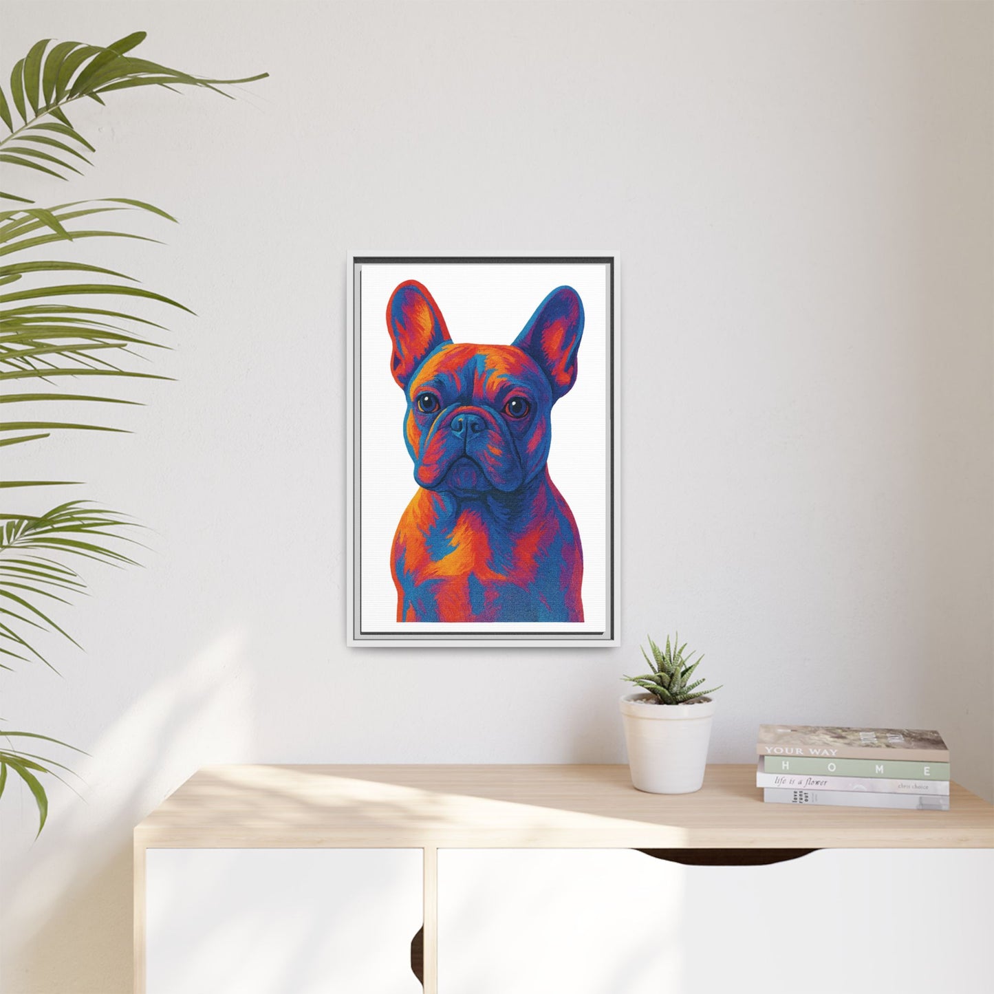 Matte Canvas, Framed (Multi-color) - The Pup Factory - White Frenchie