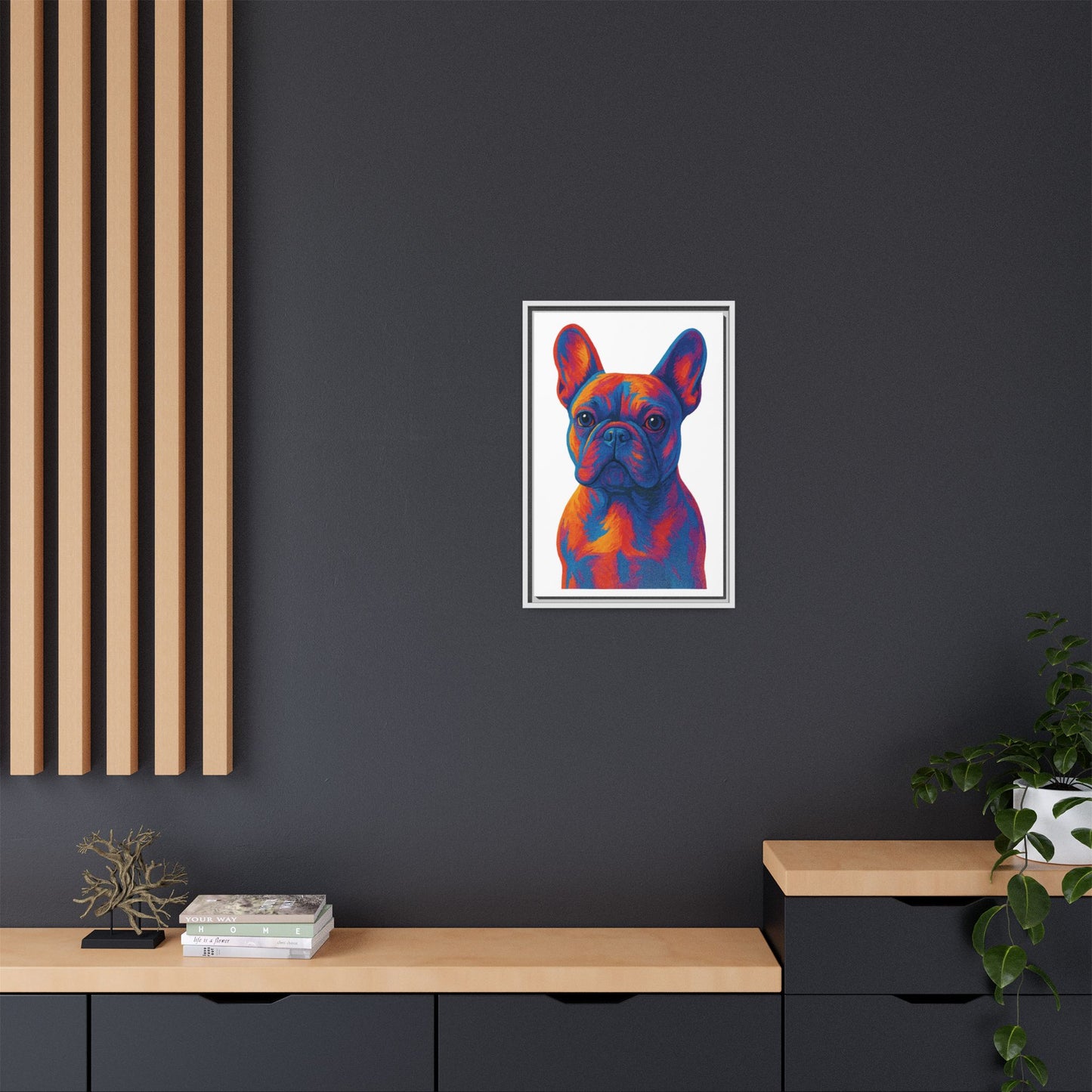 Matte Canvas, Framed (Multi-color) - The Pup Factory - White Frenchie