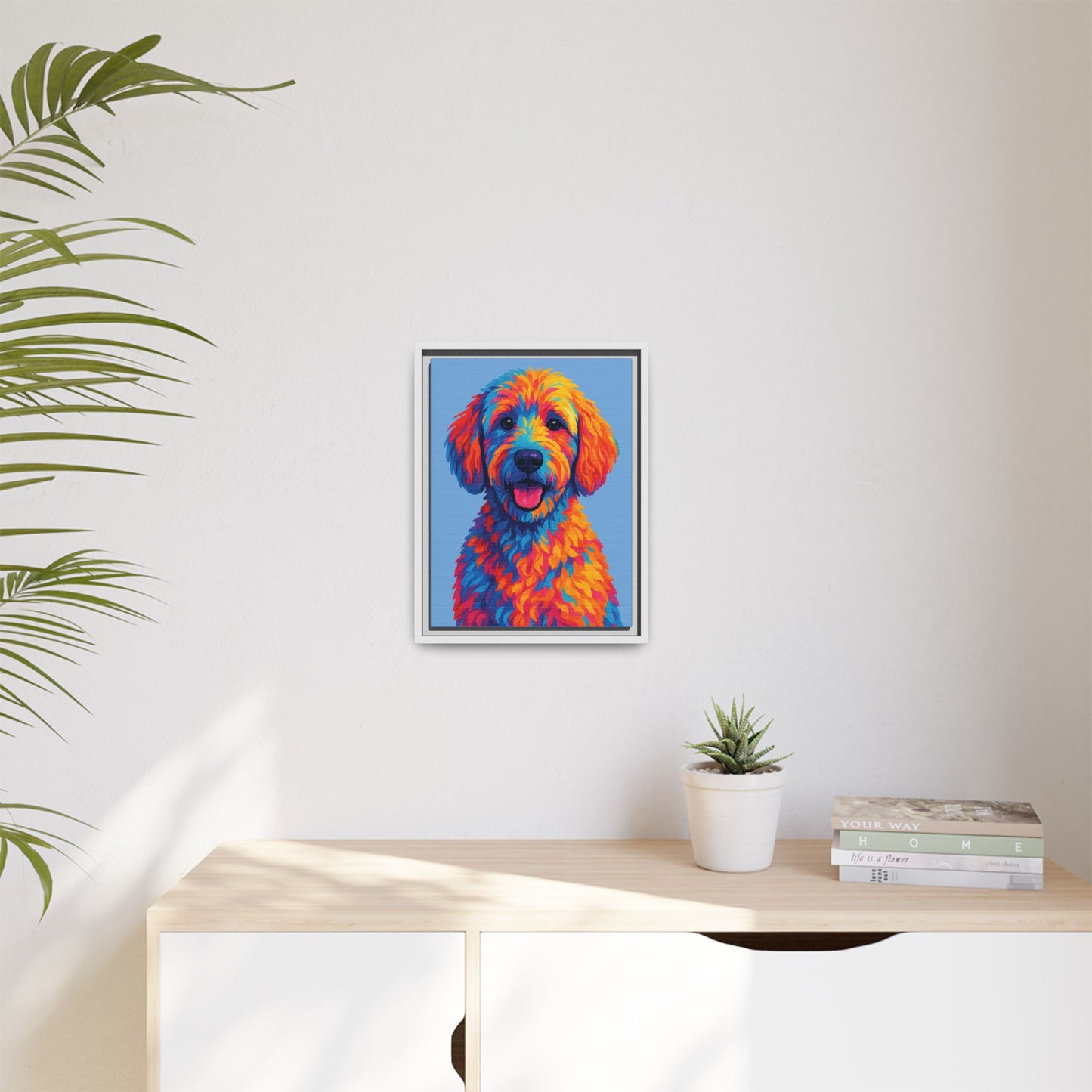 Matte Canvas, Framed (Multi-color) - The Pup Factory - Carolina Blue Goldendoodle