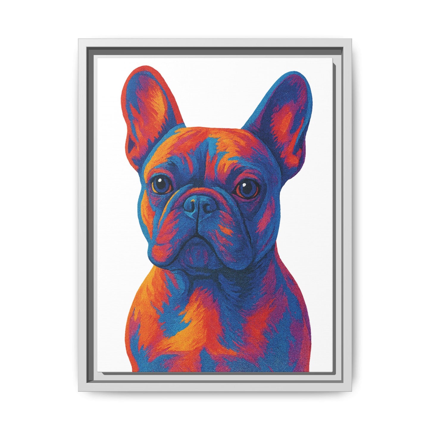 Matte Canvas, Framed (Multi-color) - The Pup Factory - White Frenchie