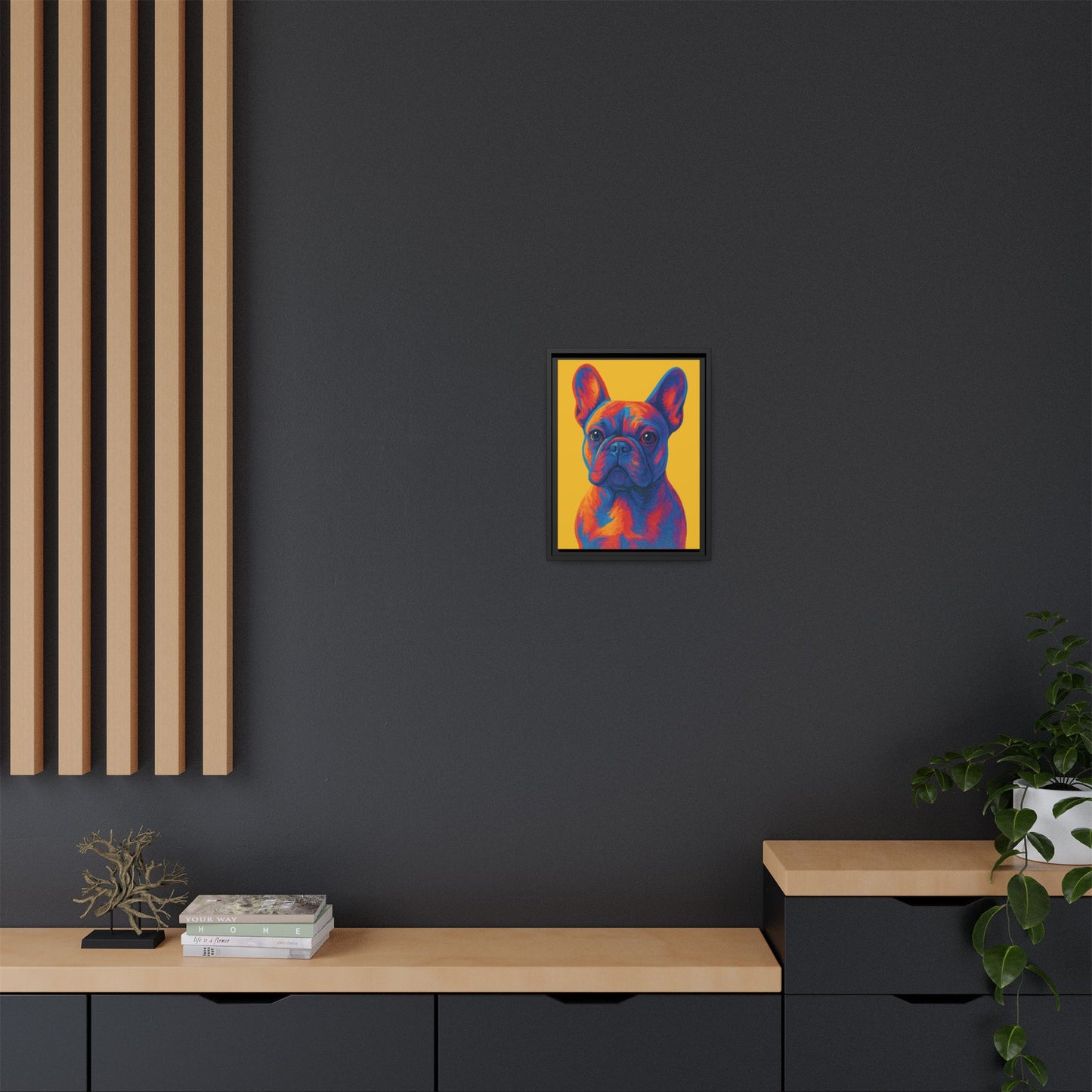 Matte Canvas, Framed (Multi-color) - The Pup Factory - Yellow Frenchie