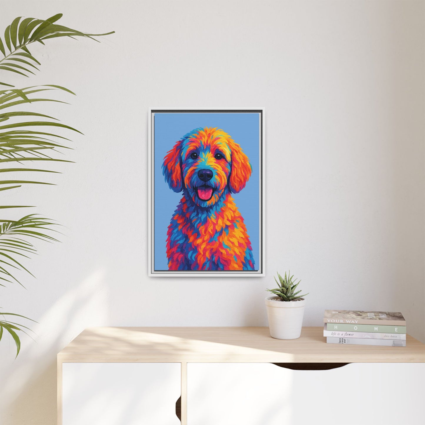 Matte Canvas, Framed (Multi-color) - The Pup Factory - Carolina Blue Goldendoodle