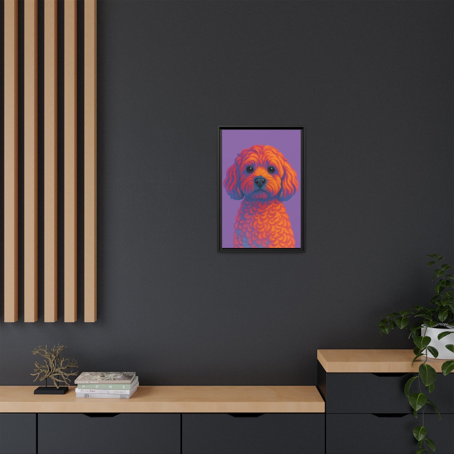 Matte Canvas, Framed (Multi-color) - The Pup Factory - Purple Cavapoo