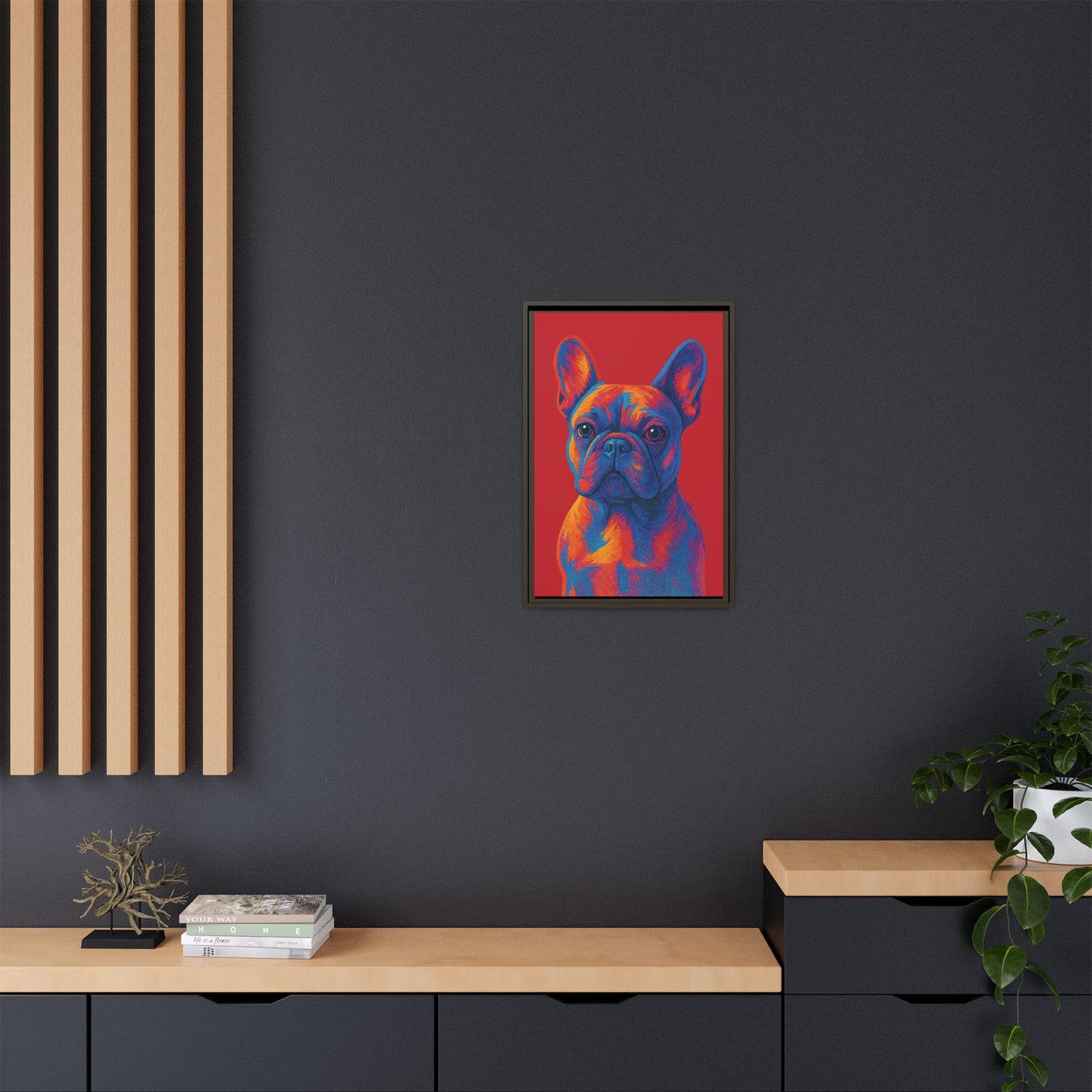 Matte Canvas, Framed (Multi-color) - The Pup Factory - Red Frenchie