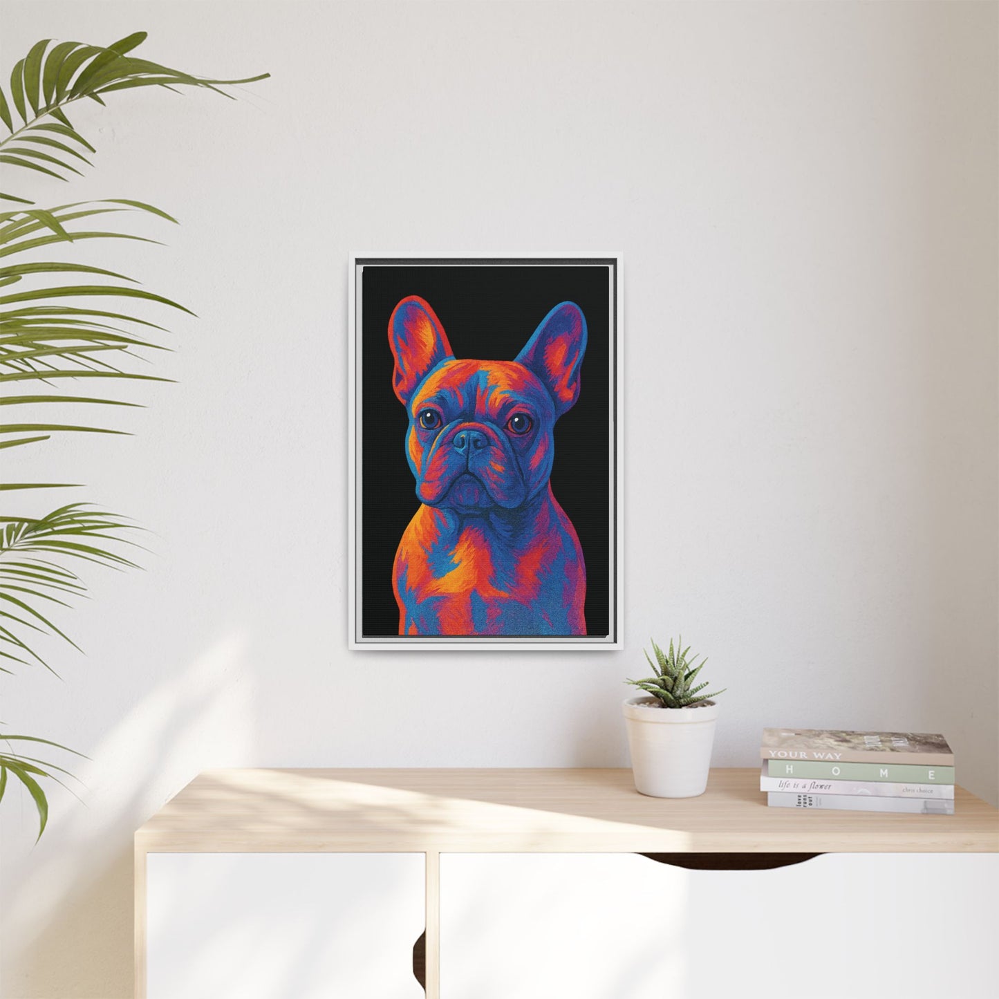 Matte Canvas, Framed (Multi-color) - The Pup Factory - Black Frenchie