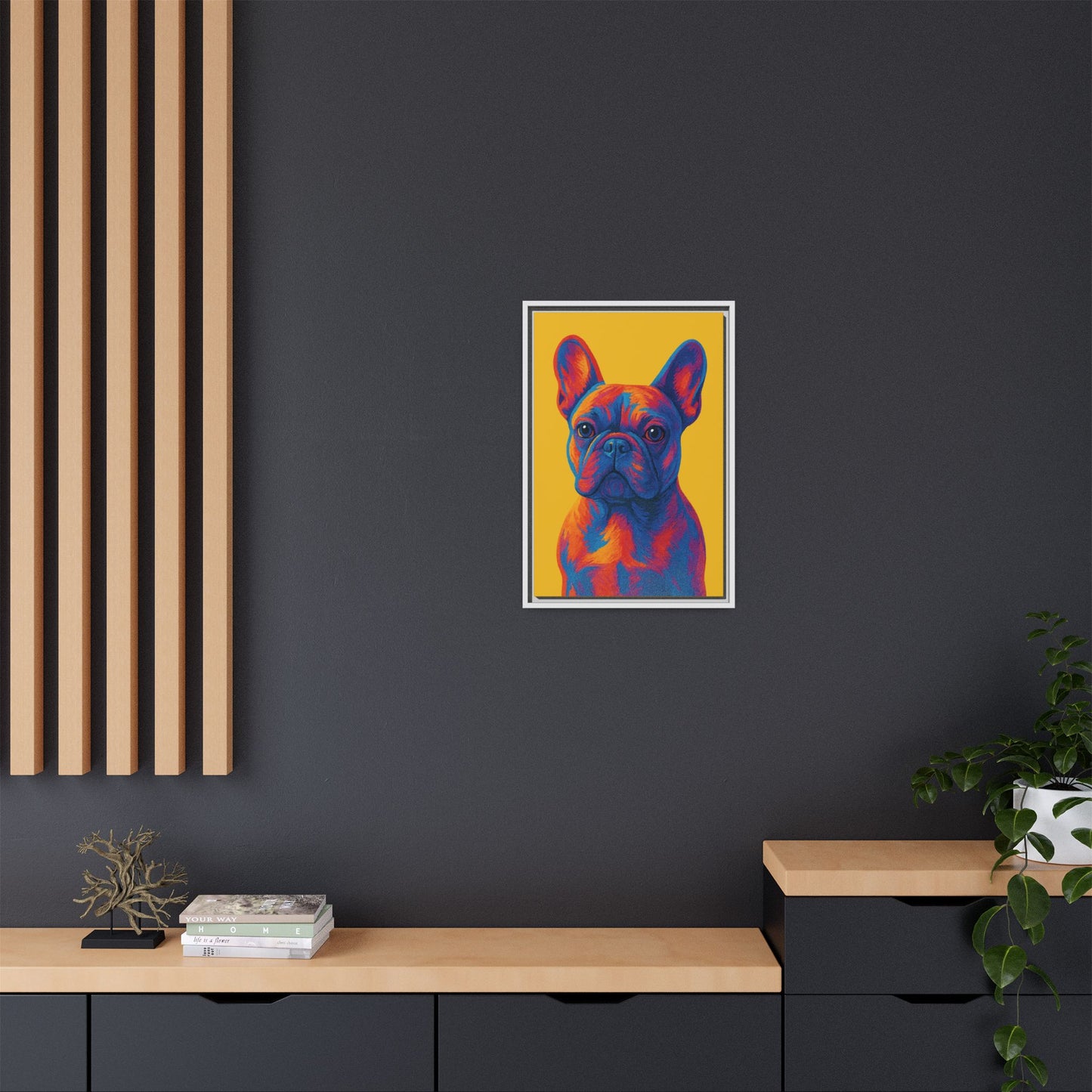 Matte Canvas, Framed (Multi-color) - The Pup Factory - Yellow Frenchie