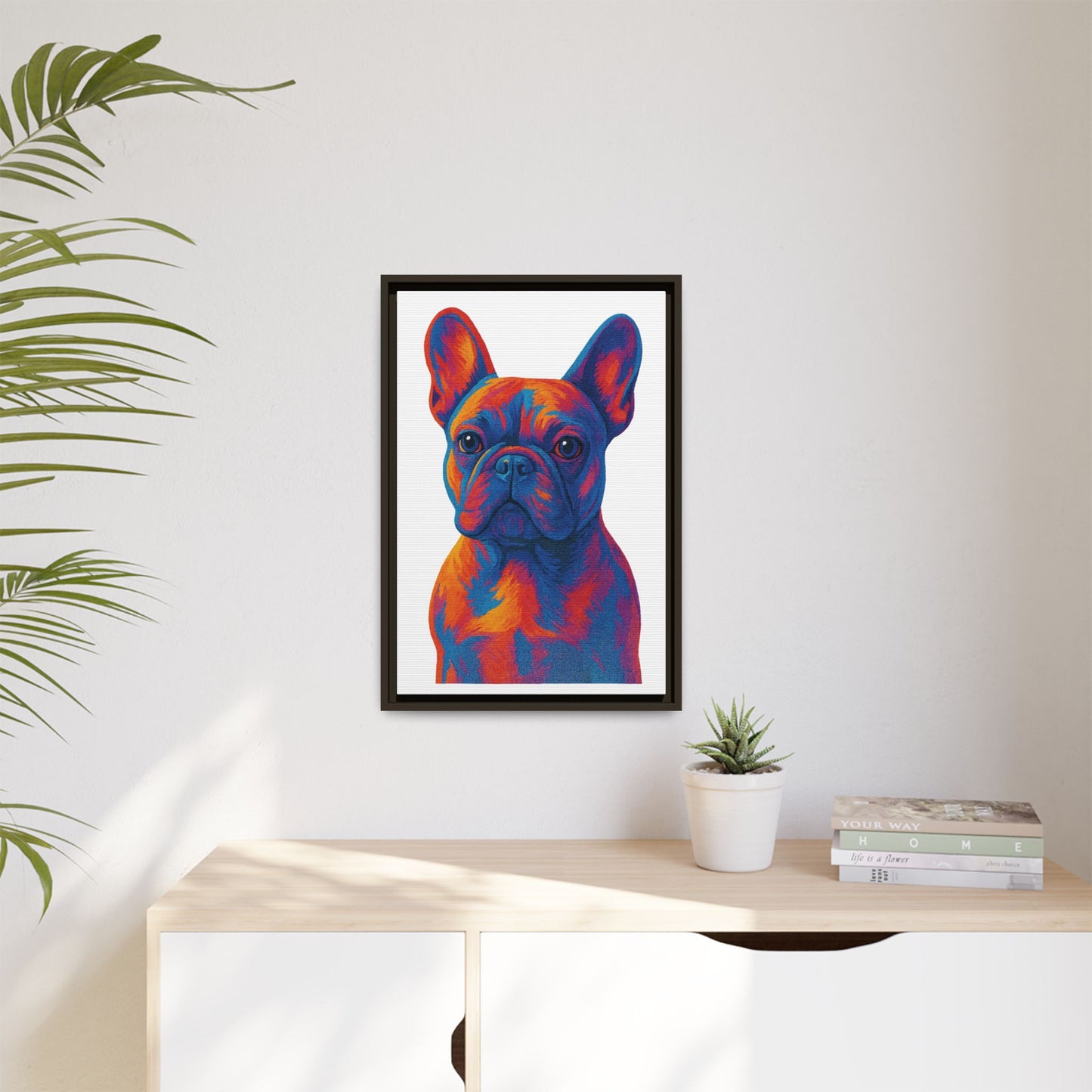Matte Canvas, Framed (Multi-color) - The Pup Factory - White Frenchie