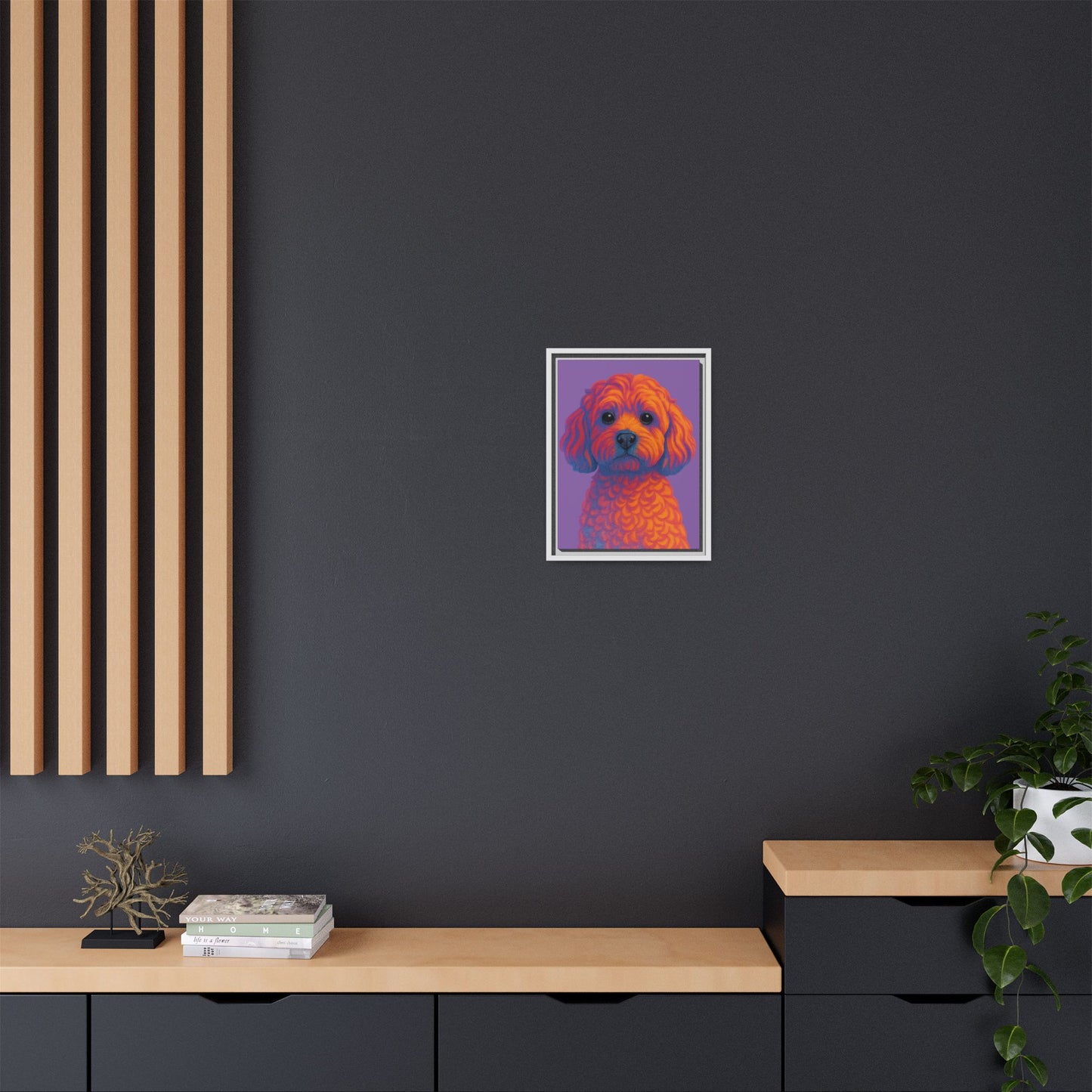 Matte Canvas, Framed (Multi-color) - The Pup Factory - Purple Cavapoo
