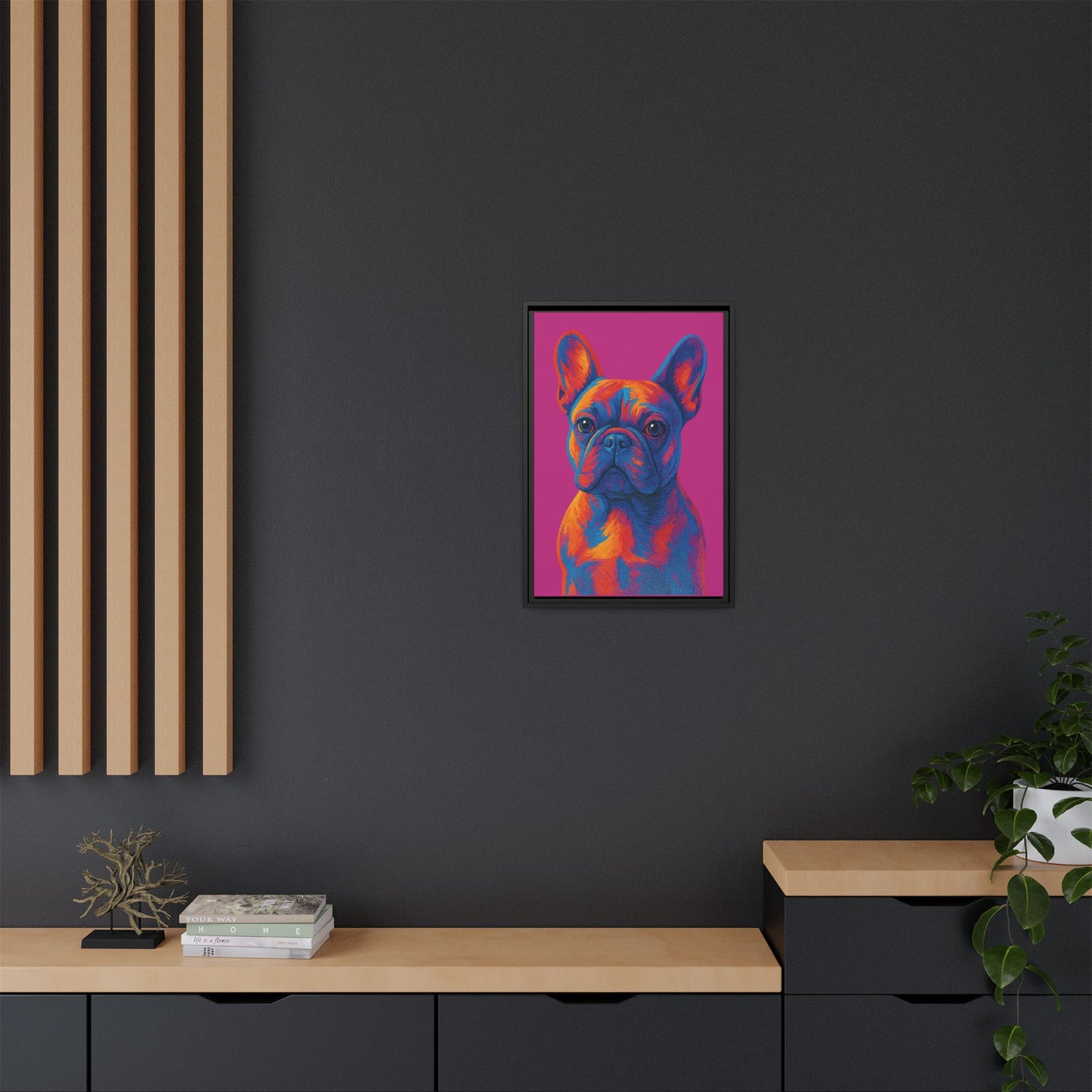 Matte Canvas, Framed (Multi-color) - The Pup Factory - Pink Frenchie
