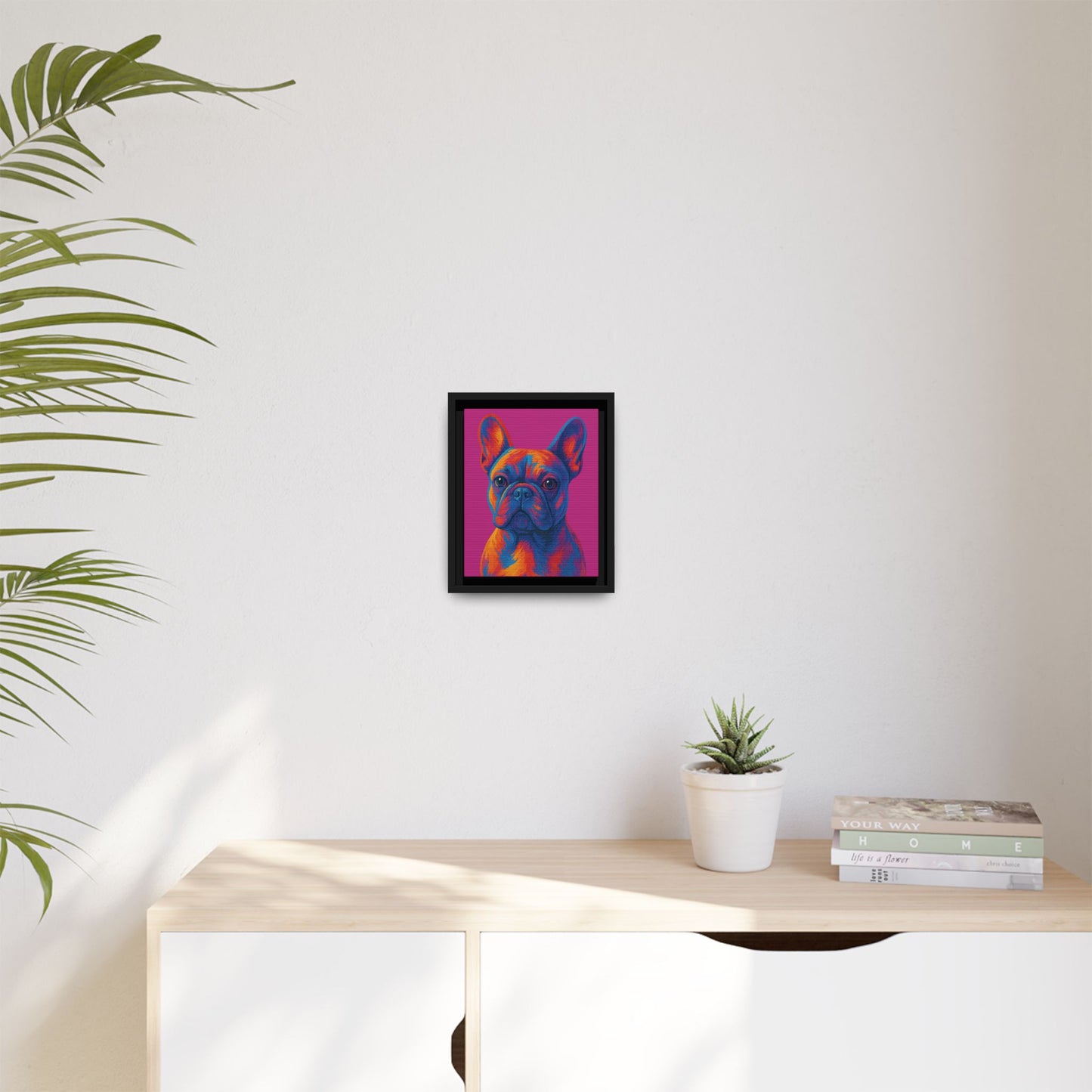 Matte Canvas, Framed (Multi-color) - The Pup Factory - Pink Frenchie