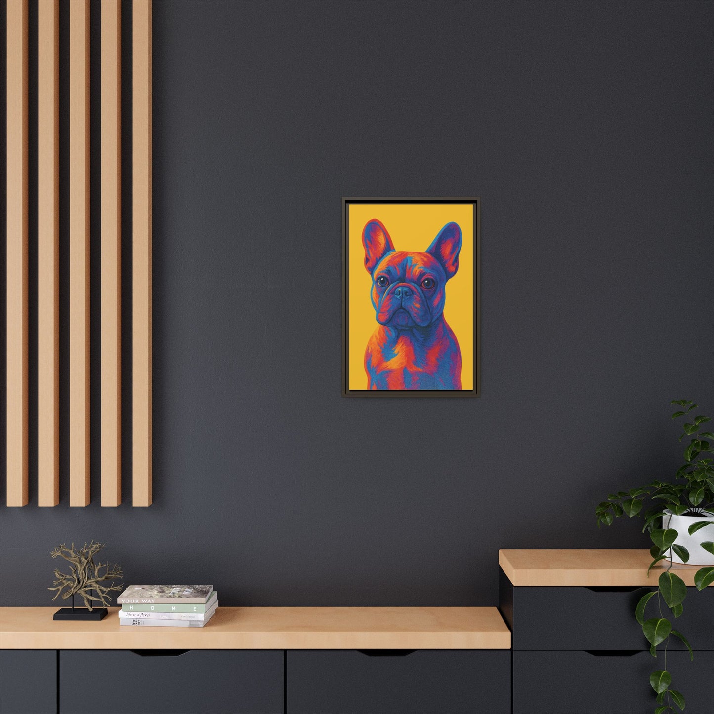 Matte Canvas, Framed (Multi-color) - The Pup Factory - Yellow Frenchie