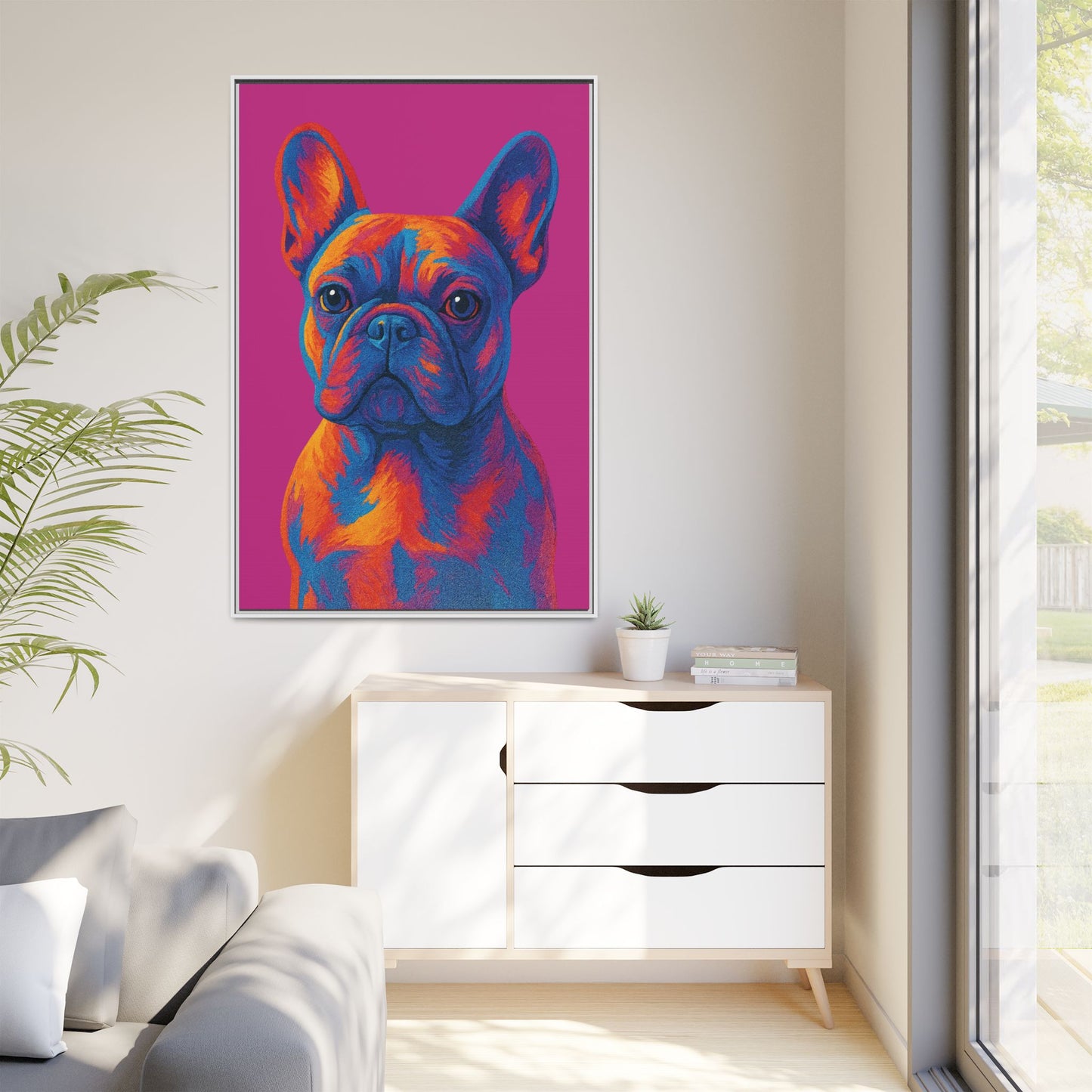 Matte Canvas, Framed (Multi-color) - The Pup Factory - Pink Frenchie