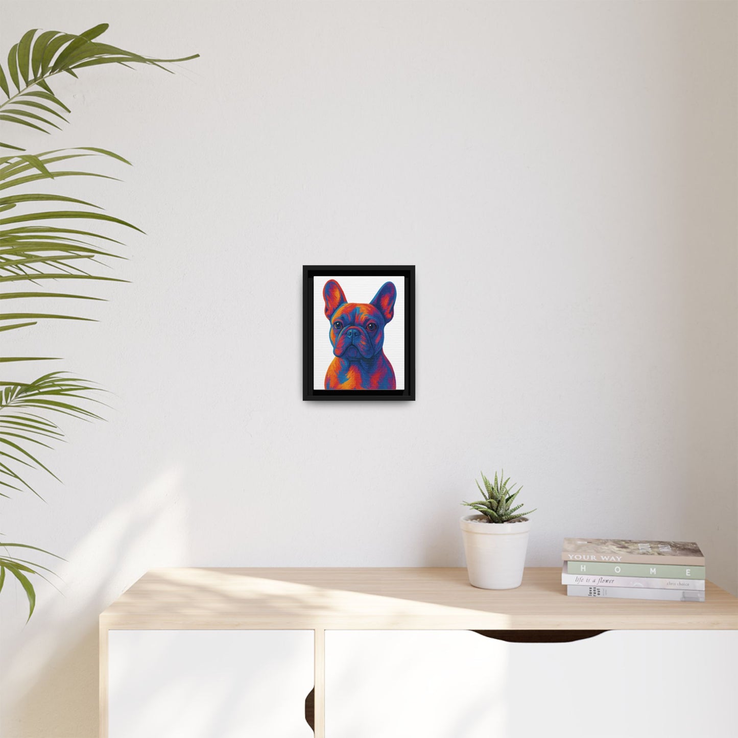 Matte Canvas, Framed (Multi-color) - The Pup Factory - White Frenchie
