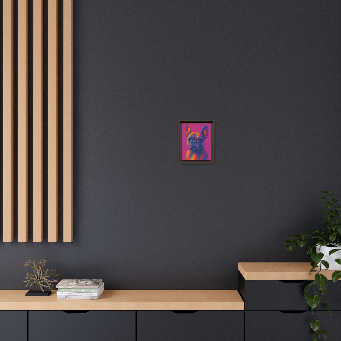 Matte Canvas, Framed (Multi-color) - The Pup Factory - Pink Frenchie