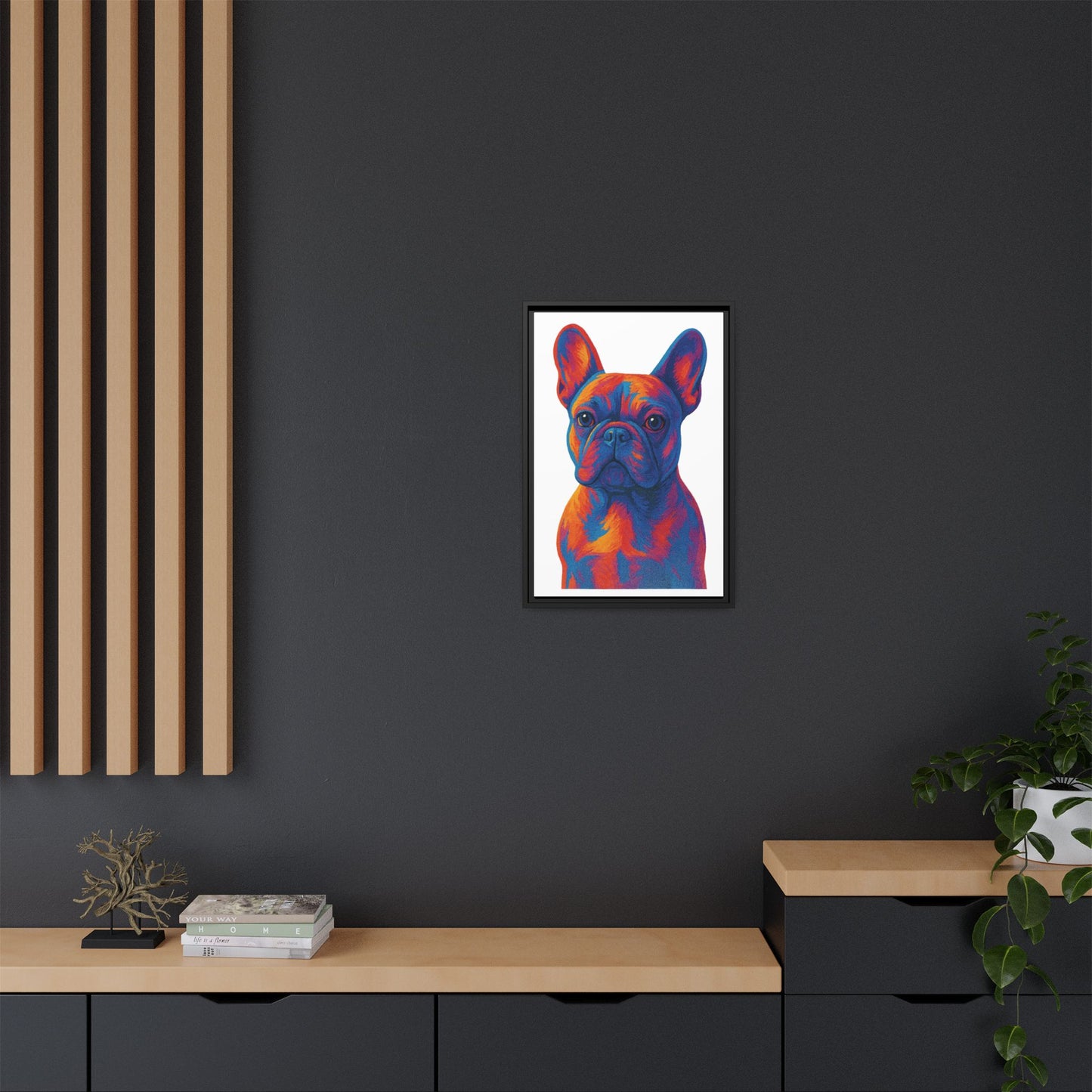 Matte Canvas, Framed (Multi-color) - The Pup Factory - White Frenchie