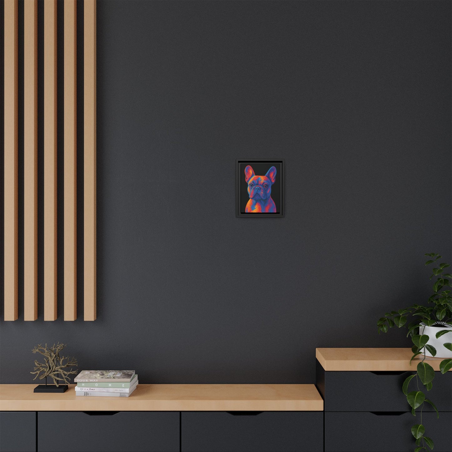 Matte Canvas, Framed (Multi-color) - The Pup Factory - Black Frenchie