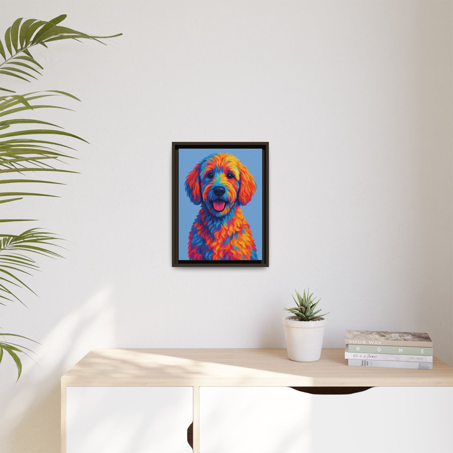 Matte Canvas, Framed (Multi-color) - The Pup Factory - Carolina Blue Goldendoodle