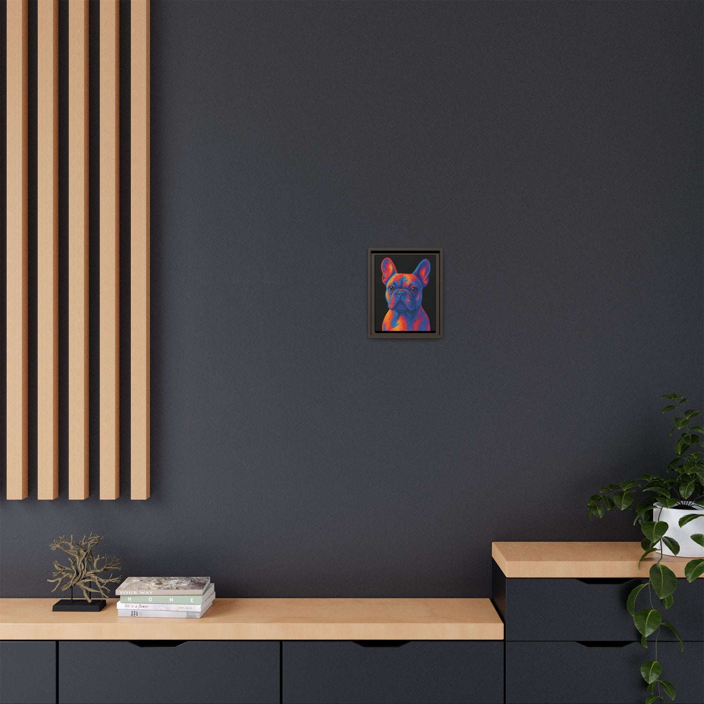 Matte Canvas, Framed (Multi-color) - The Pup Factory - Black Frenchie