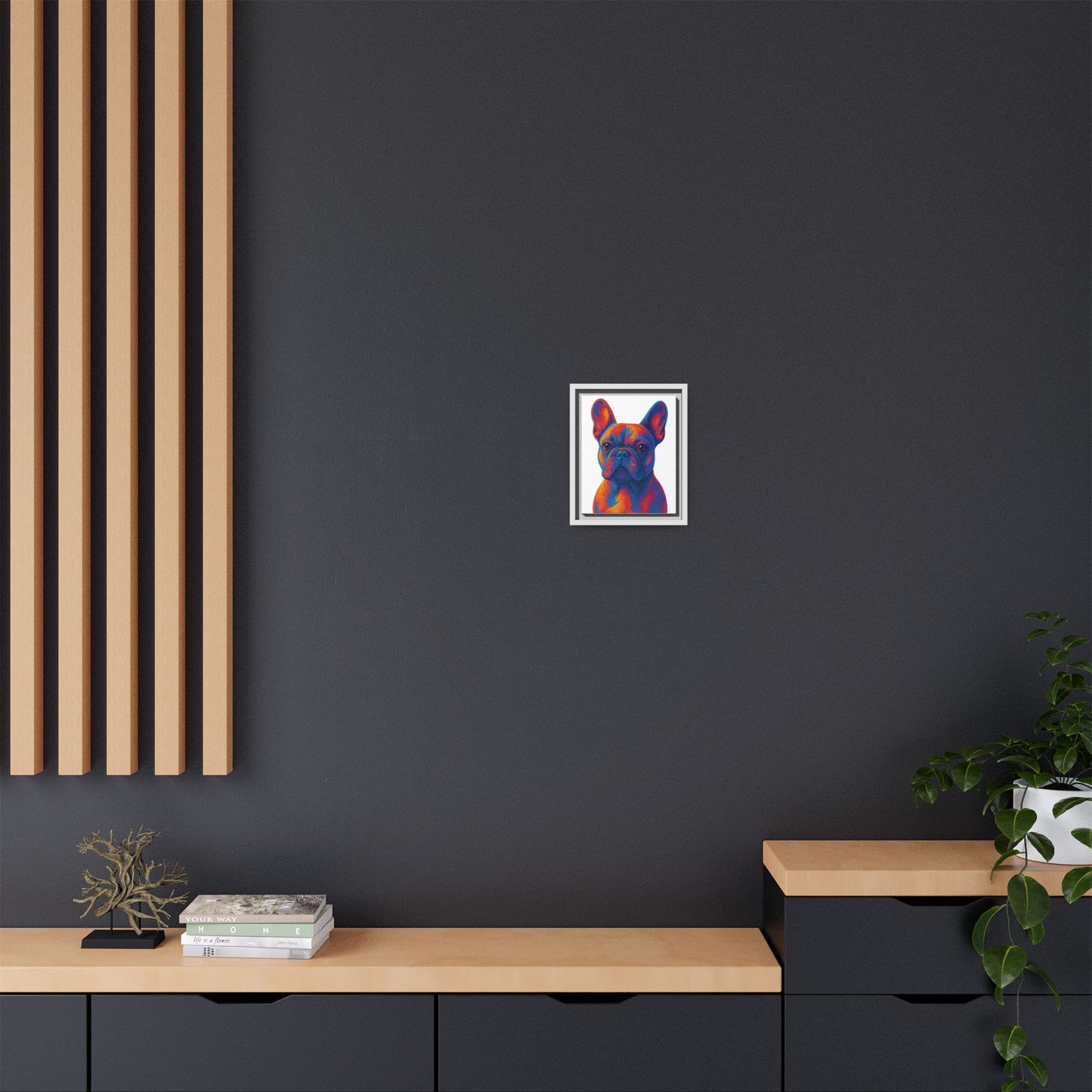 Matte Canvas, Framed (Multi-color) - The Pup Factory - White Frenchie