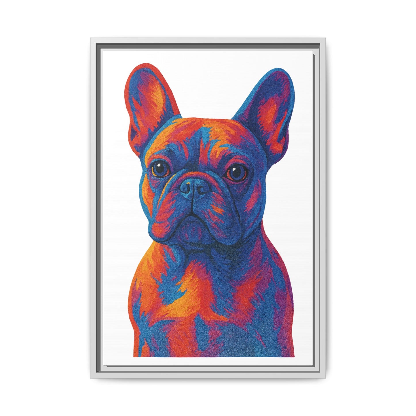 Matte Canvas, Framed (Multi-color) - The Pup Factory - White Frenchie