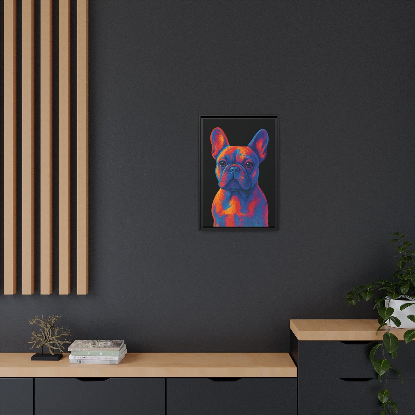 Matte Canvas, Framed (Multi-color) - The Pup Factory - Black Frenchie