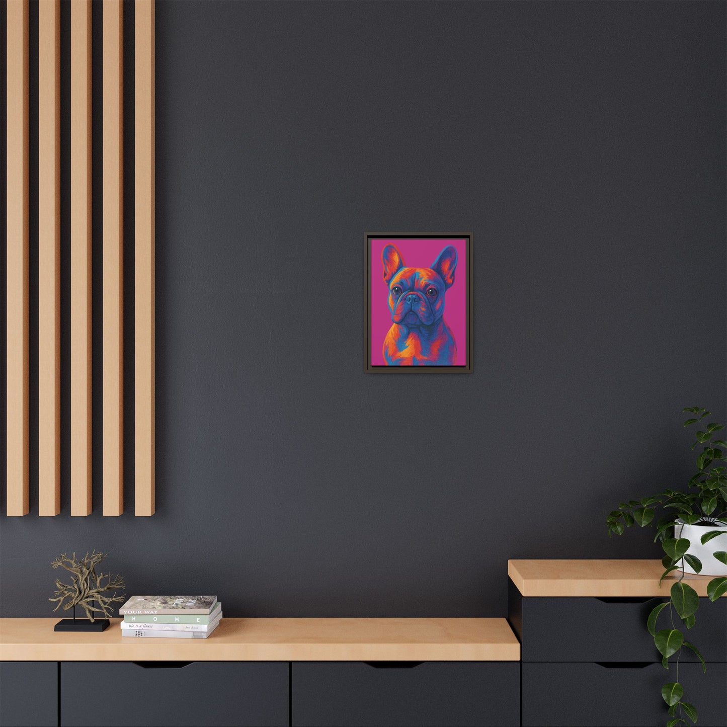 Matte Canvas, Framed (Multi-color) - The Pup Factory - Pink Frenchie